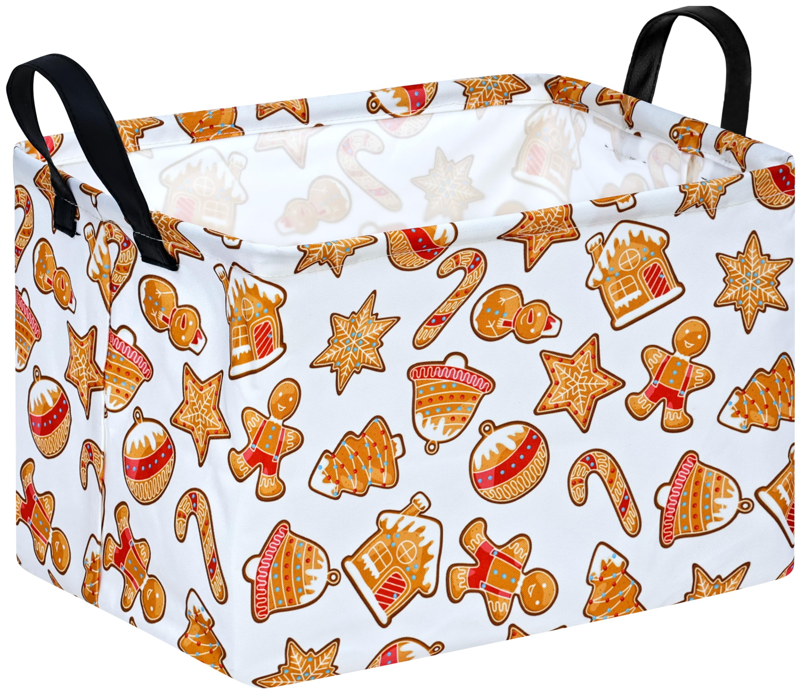 MAIZMZ Christmas Storage Basket,Kids Gifts Empty Baskets Gingerbread Santa Claus Organizer Bins Foldable Nursery Hamper Waterpro