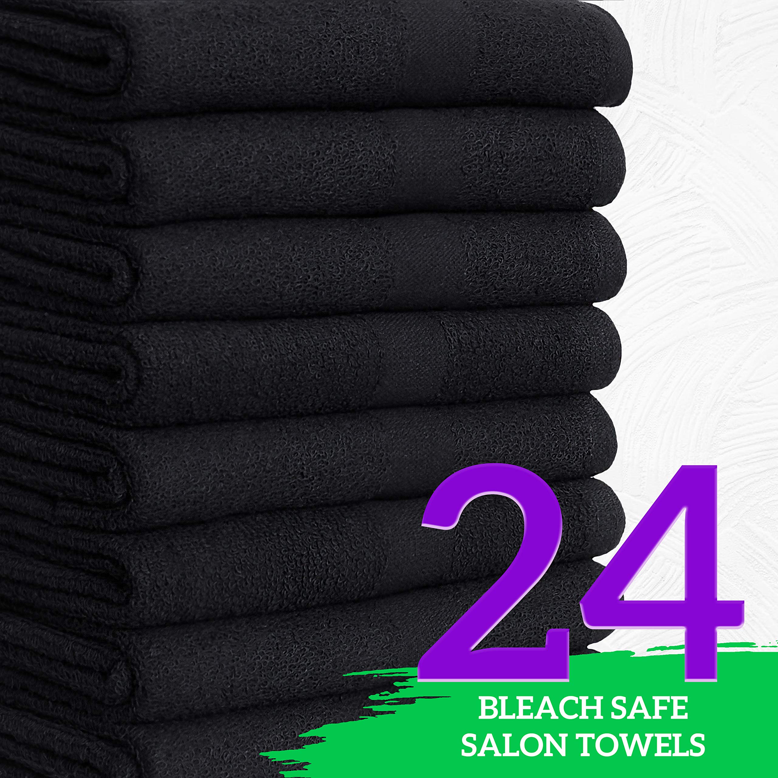 GREEN LIFESTYLE Black Bleach Proof Towels Bulk Sets 100% Cotton 16' X 25' Premium Spa Quality, Super Soft and Absorbent for Gym,