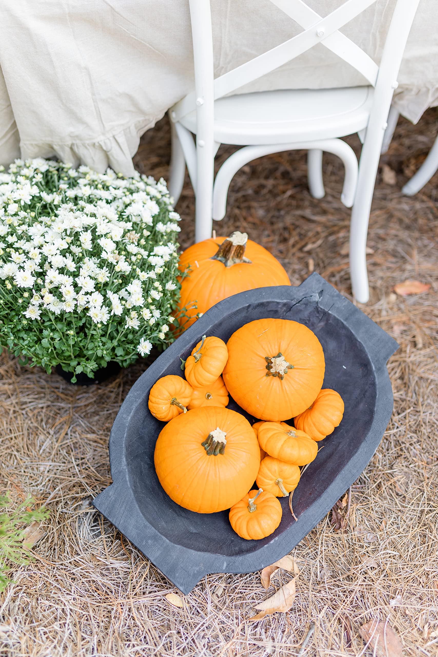Mud Pie Oval Dough Bowl Set, Black, Small 12'' X 17'' | Large 14 1/2'' X 21''