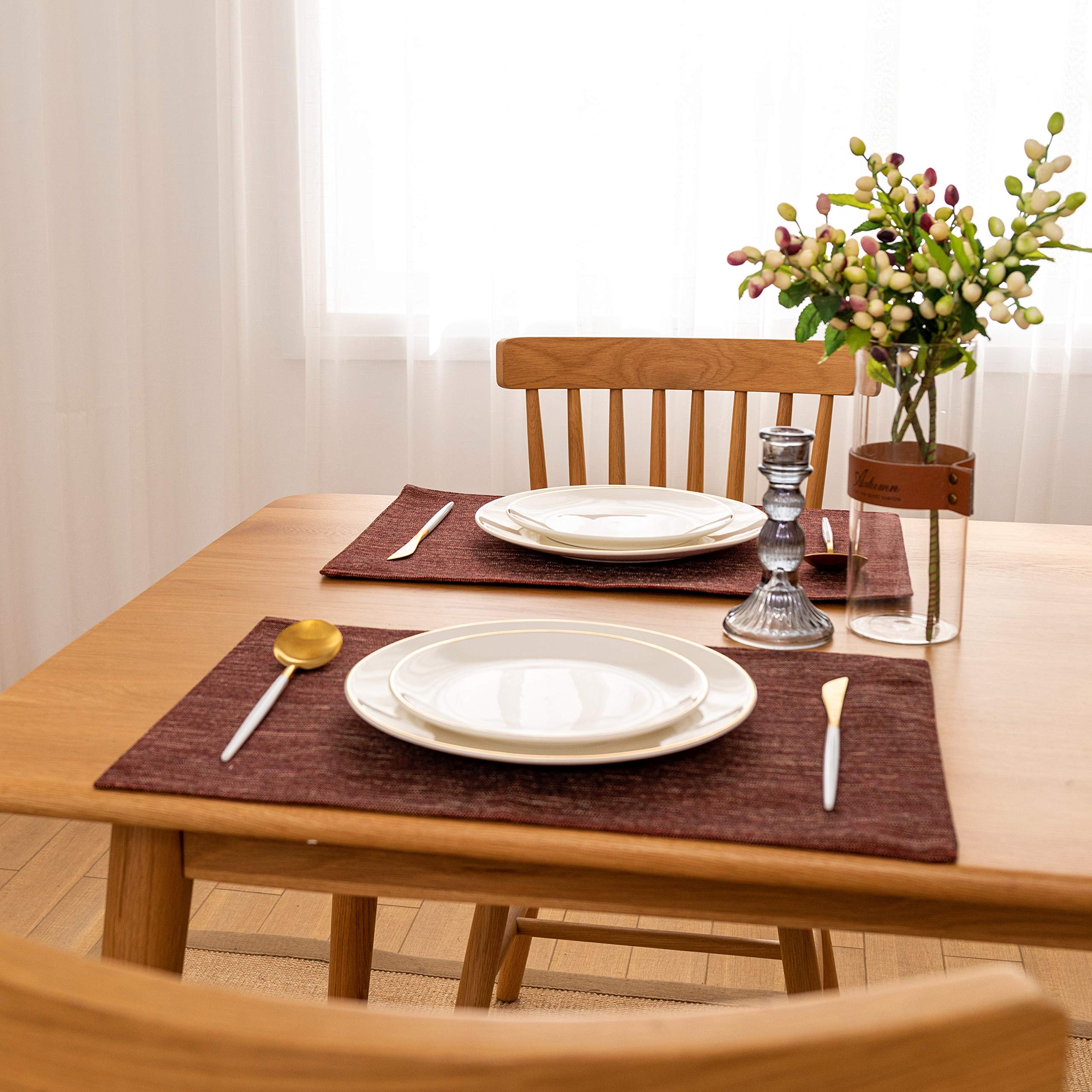 Cloth Placemats Burgundy Set Of 4 - Spring Garden Home Rectangle Valentine'S Day Table Place Mats Table Tabletop Decoration, 13X