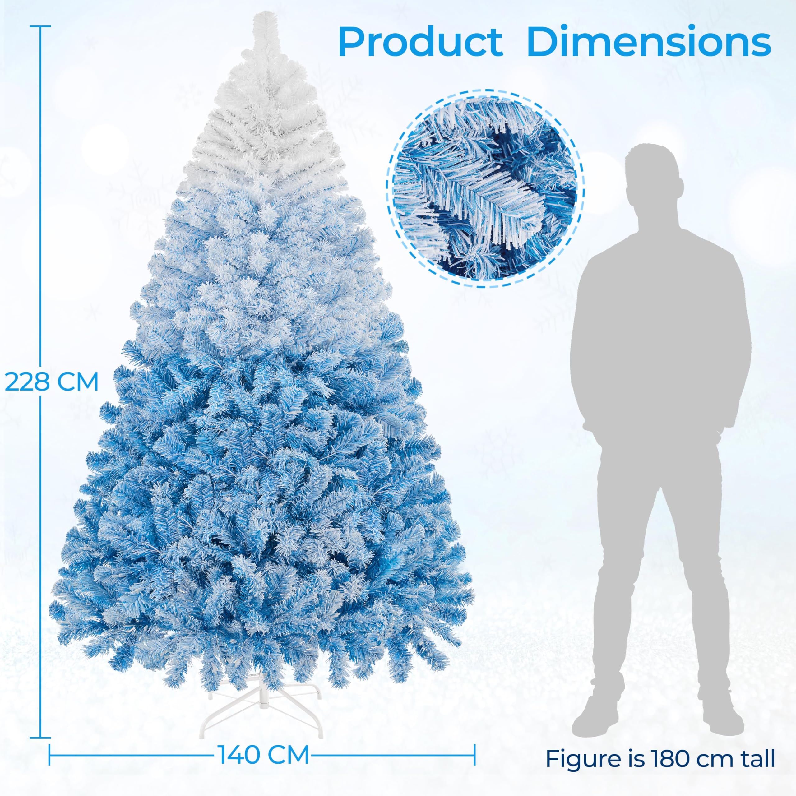 Yaheetech 7.5ft Pre-lit Artificial Christmas Tree with 550 Incandescent Warm White Lights, Snow Flocked Full Prelighted Xmas Tre