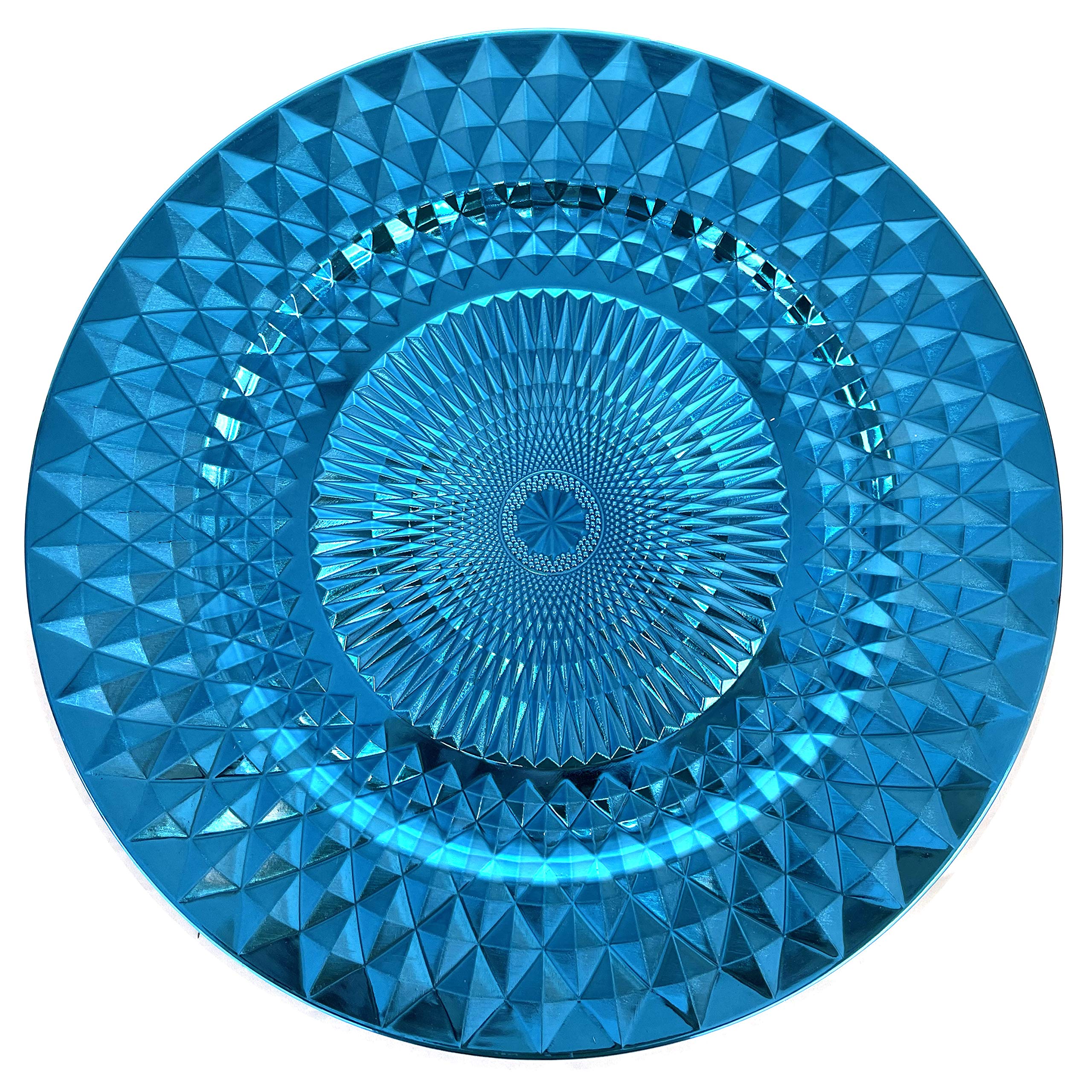 Allgala Turquoise Aqua Blue Charger Plates 13-Inch 6-Pack Heavy Quality Plastic Diamond Pattern Sparkling Charger Service Plates