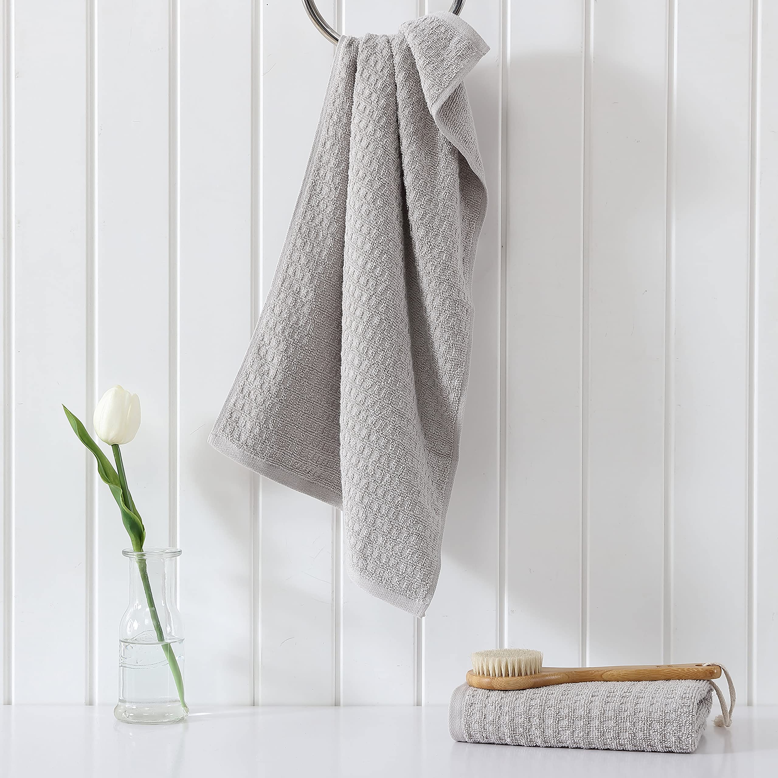 Tommy Bahama- Hand Towel Set, Highly Absorbent Cotton Bathroom Decor, Low Linting & Fade Resistant (Northern Pacific Grey, 2 Pie