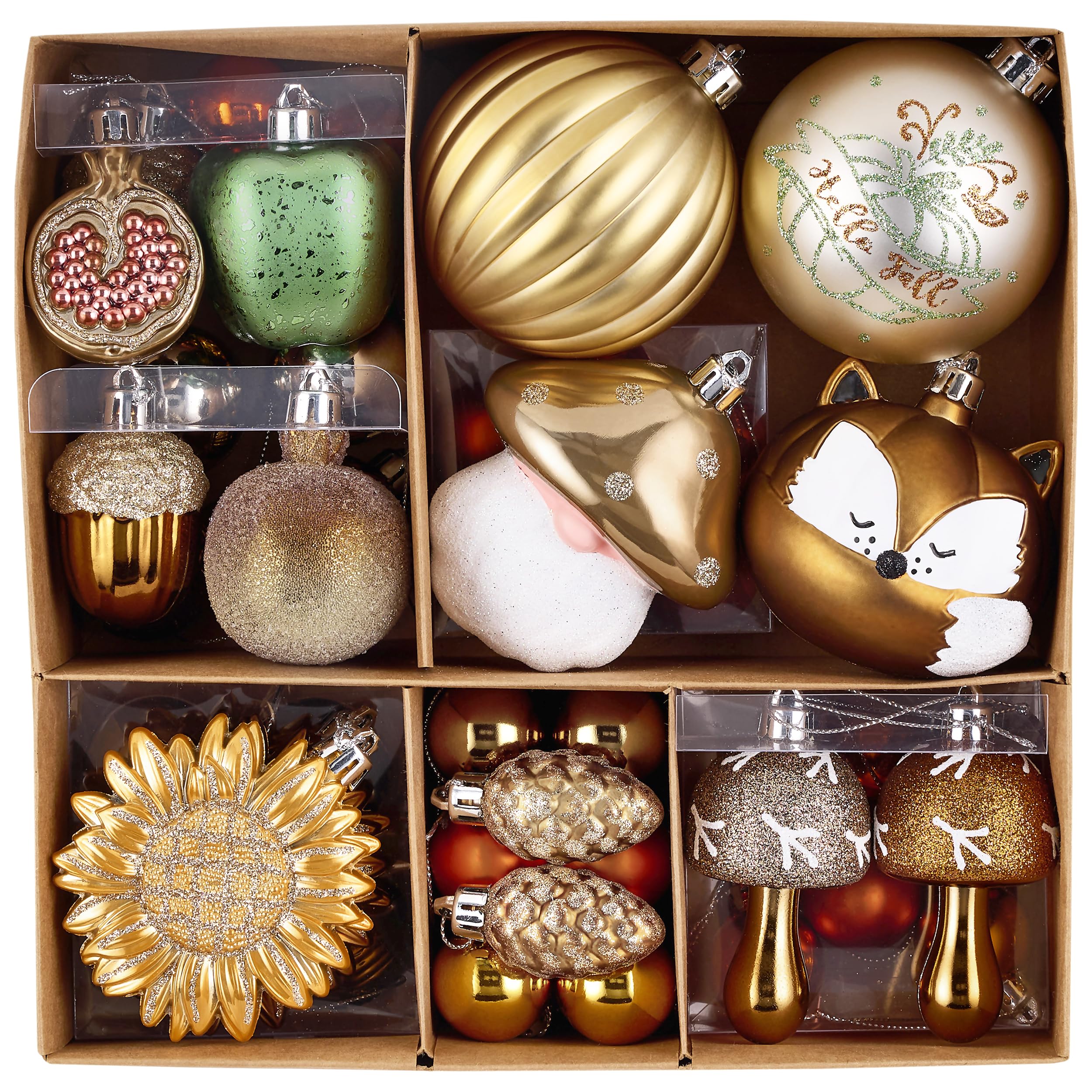 Valery Madelyn Fall Tree Ornaments for Home, 50ct Shatterproof Fall Tree Decorations Orange Hanging Ball Gnome Decor for Harvest