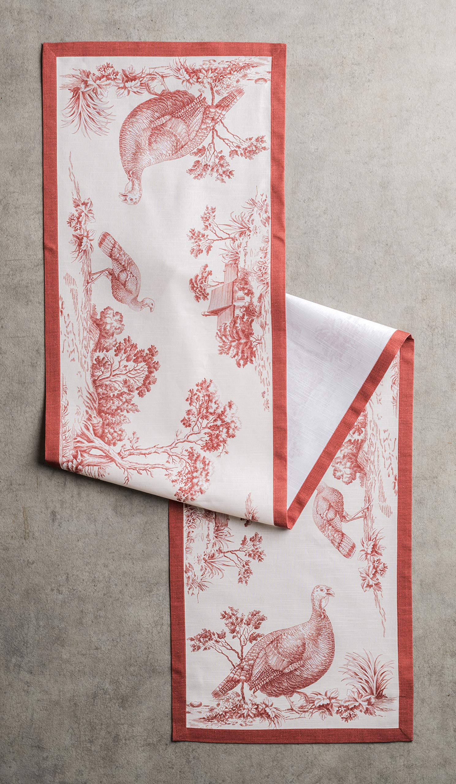 Maison D' Hermine Tablerunner 100% Cotton 14.50Inch X 60Inch Decorative Table Runner, Dining, Holiday, Buffet, Holy Jouy - Red (