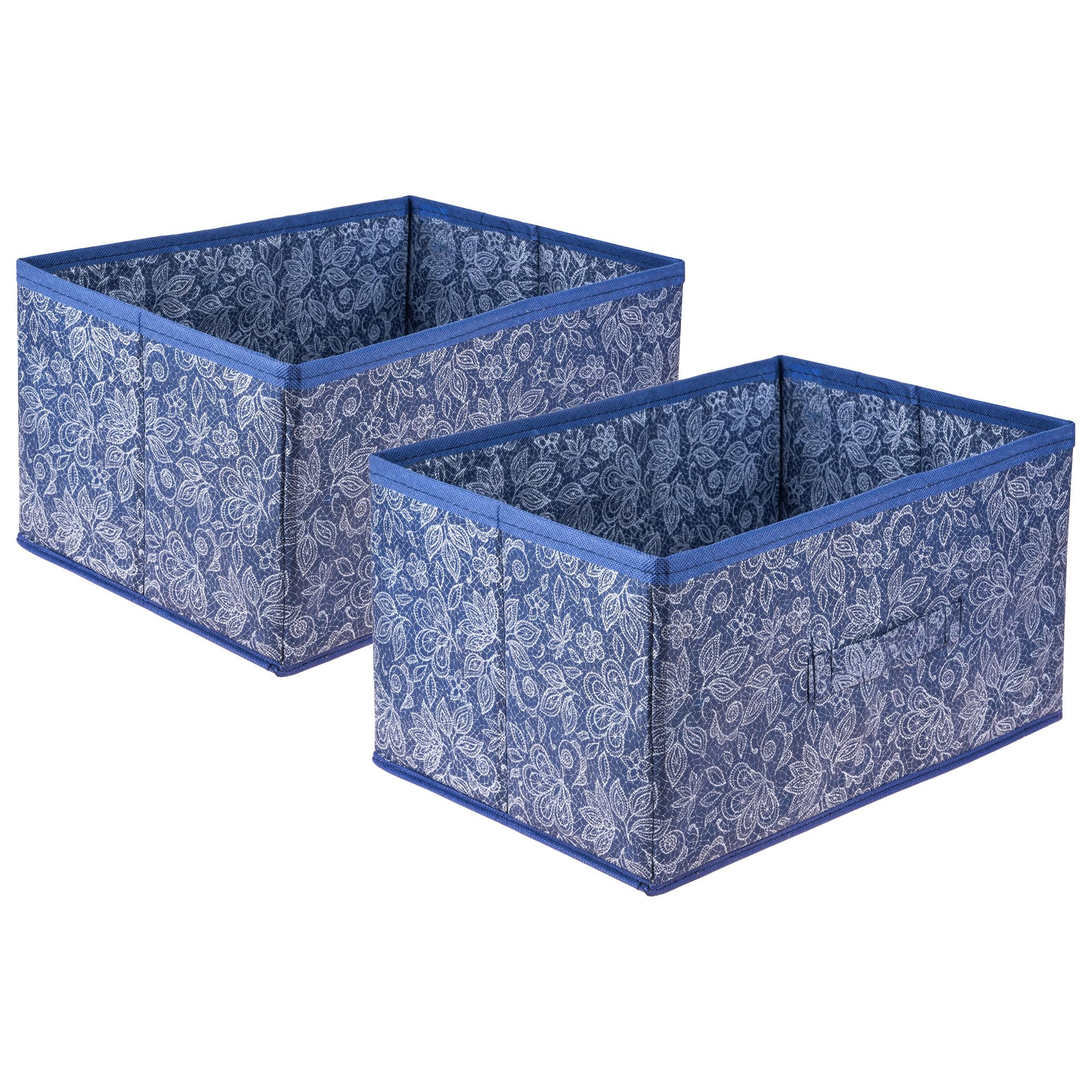 Amazon Brand  Solimo Drawer Storage Box | Wardrobe Organizer For Books & Clothes | Closet Box With Handle | NonWoven, Flower P