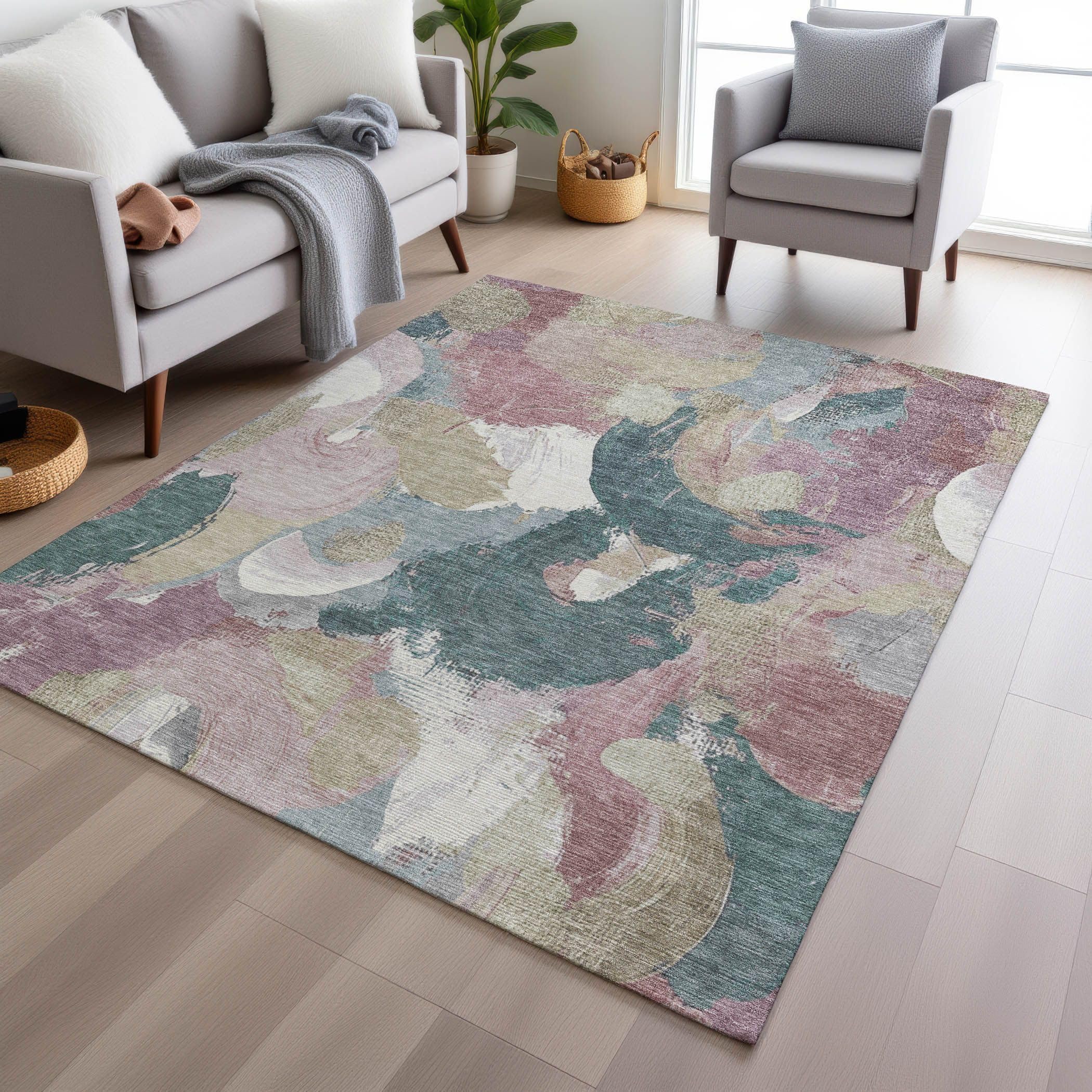 Machine Washable Indoor/Outdoor Chantille Mauve 26 x 310 Rug