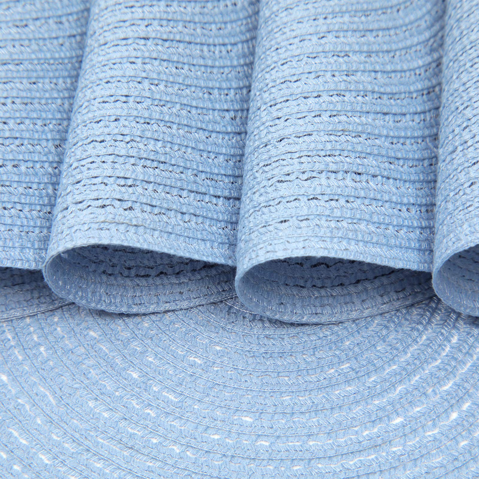 SHACOS Round Braided Placemats Set of 4 Washable 15 inch Round Non Slip Table Place Mats for Dining Tables (Light Blue, 4)