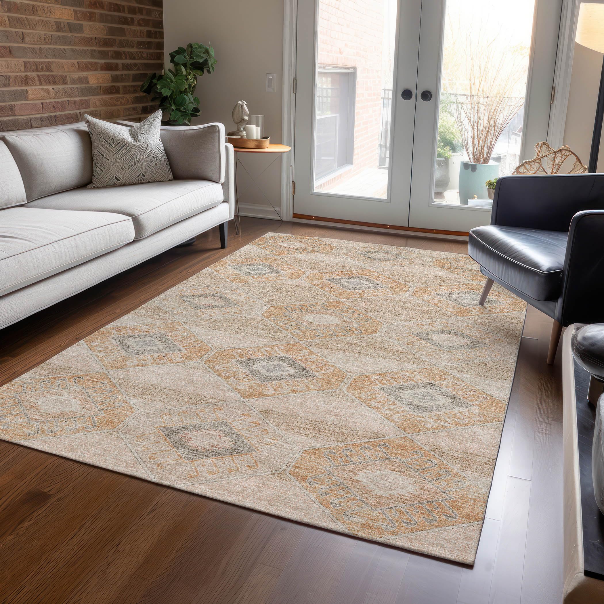 Machine Washable Indoor/Outdoor Chantille Copper 10 x 14 Rug