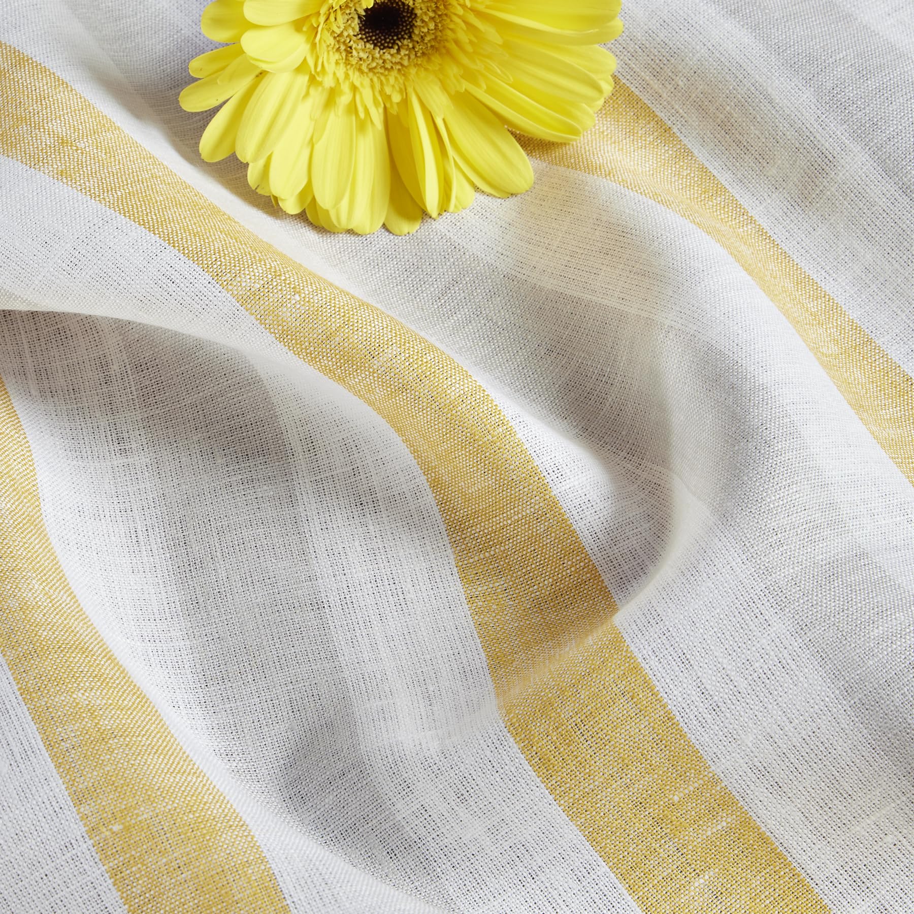 Solino Home Stripe Linen Dinner Napkins 20 X 20 Inch - 100% Pure Linen Yellow And Grey Cloth Napkins Set Of 4 For Spring, Easter