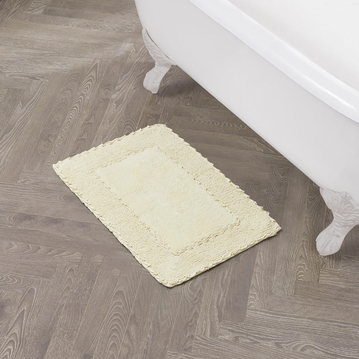 Laura Ashley Ruffle Border 100% Cotton Bath Rug, Yellow, 17''X 24''
