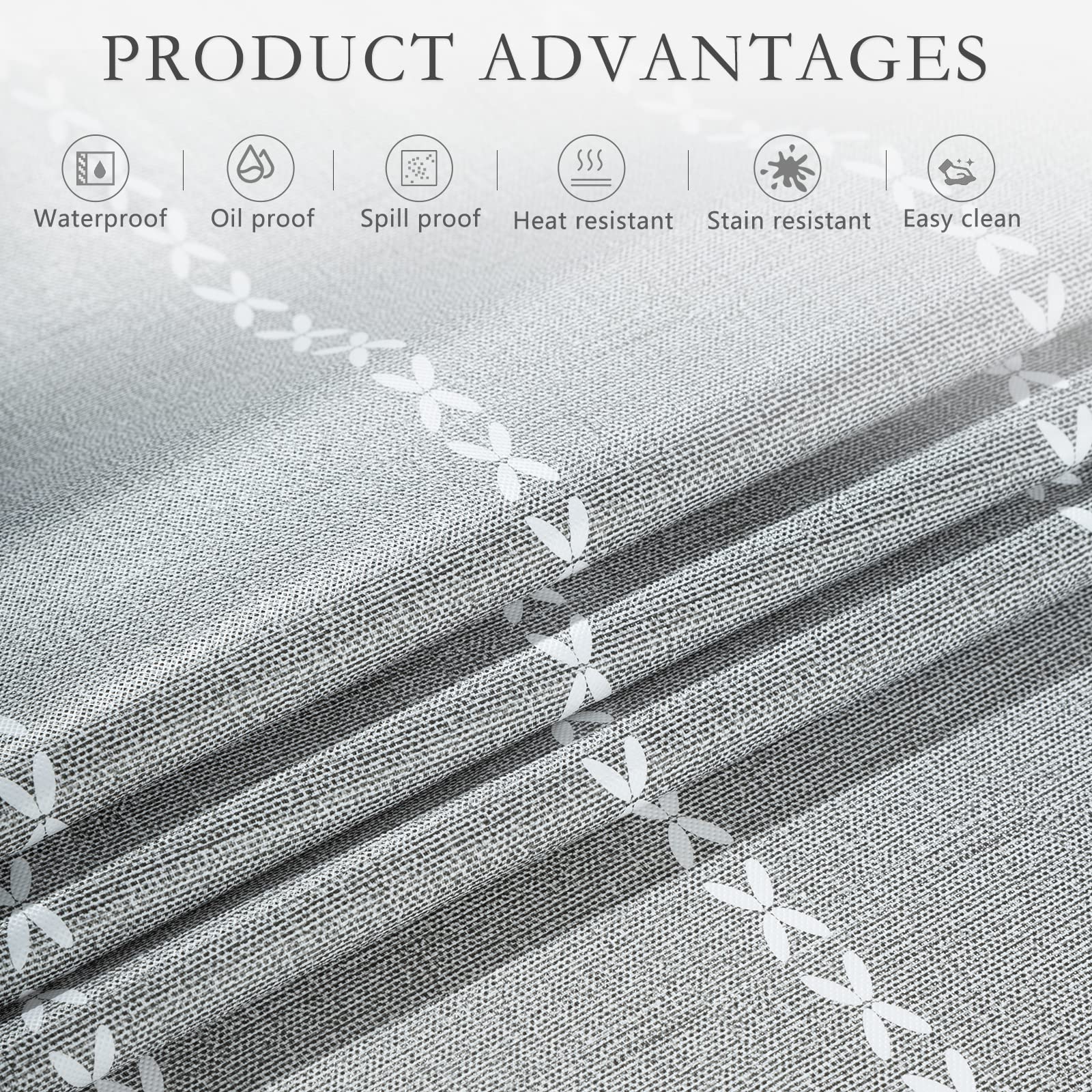 Jucfhy Vinyl Tablecloth With Flannel Backing,Plastic Waterproof Rectangle Tablecloths,Flannel Backed Table Cloth For Camping Din