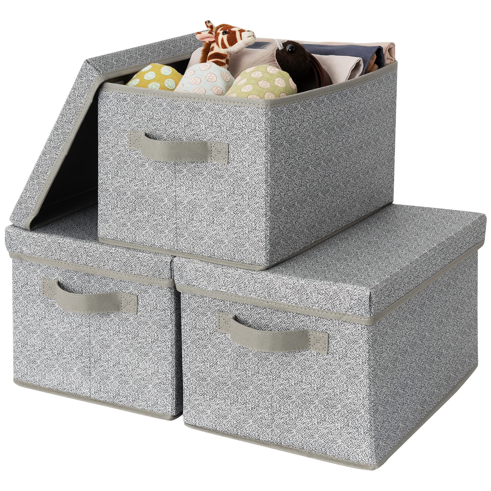 Granny Says Fabric Large Storage Bins With Lids, Collapsible Storage Box Closet Shelf, Decorative Baskets For Organizing Bedroom