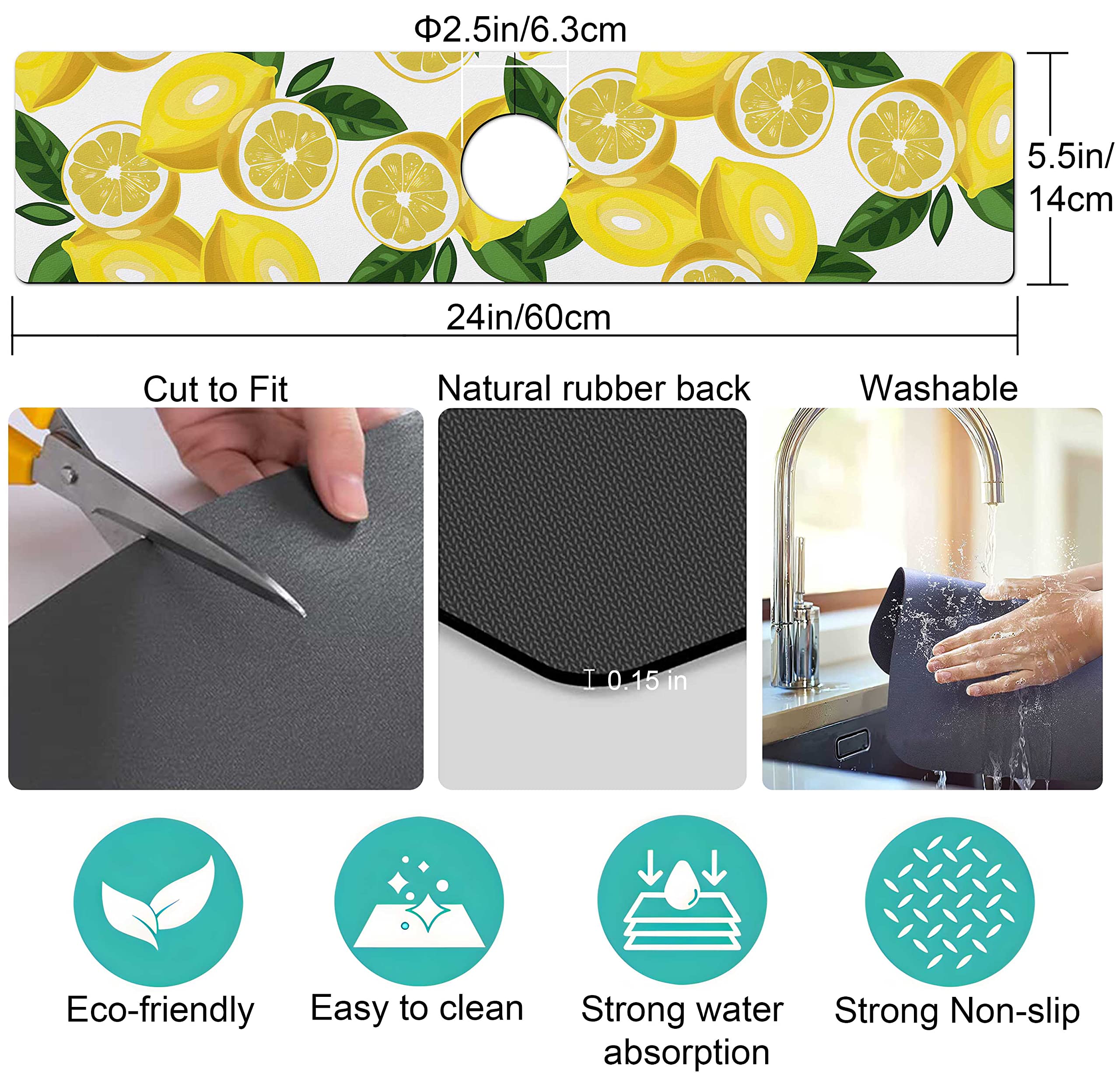Kitchen Sink Splash Guard Faucet Mat Super Absorbent Fast Drying Mat Sink Gadgets Splash Guard Behind Faucet Drip Catcher For Ki