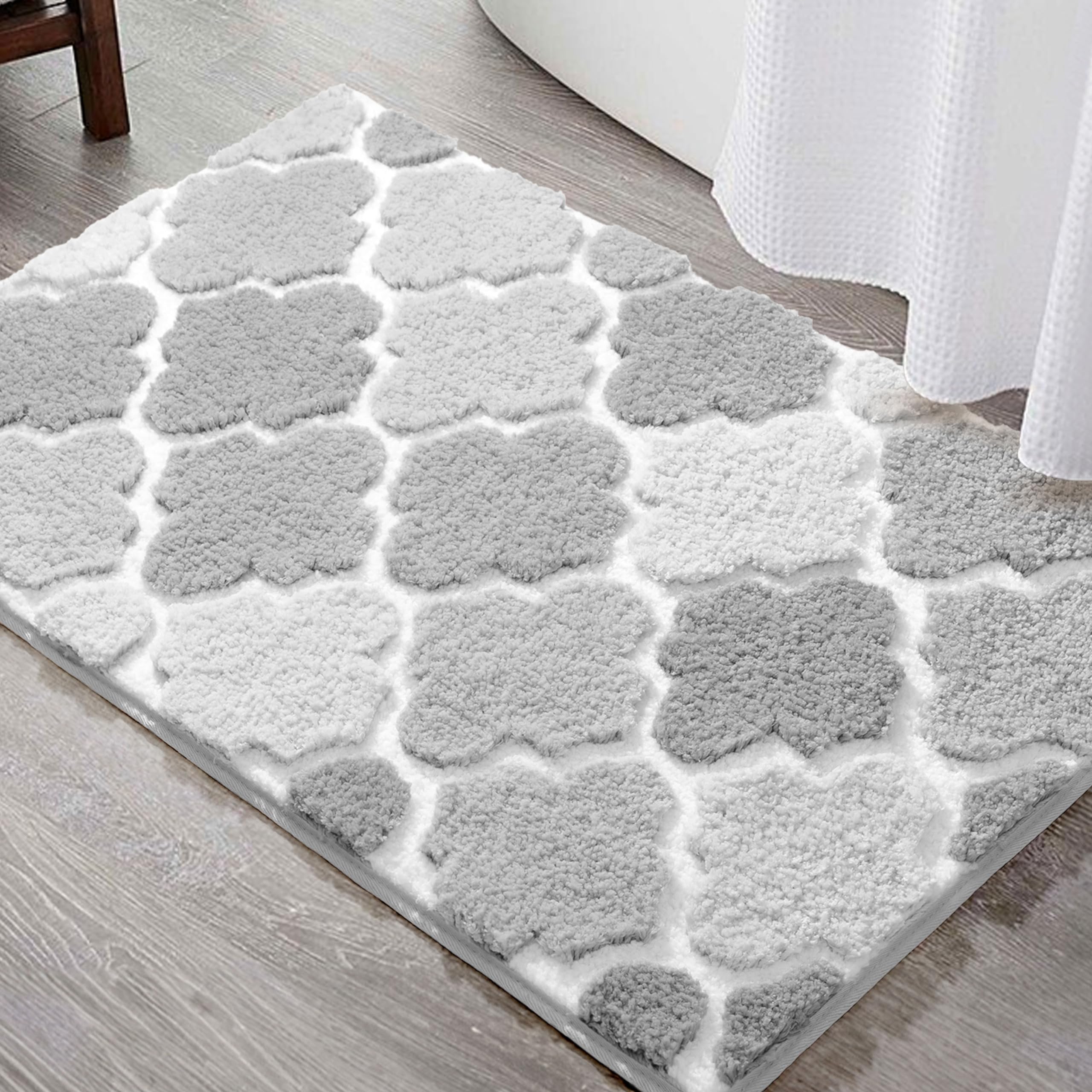 Dexde Bathroom Rugs Non-Slip, Bath Rugs Extra Absorbent Shaggy Bath Mat, Machine Washable Soft Plush Throw Rug For Bathroom Floo