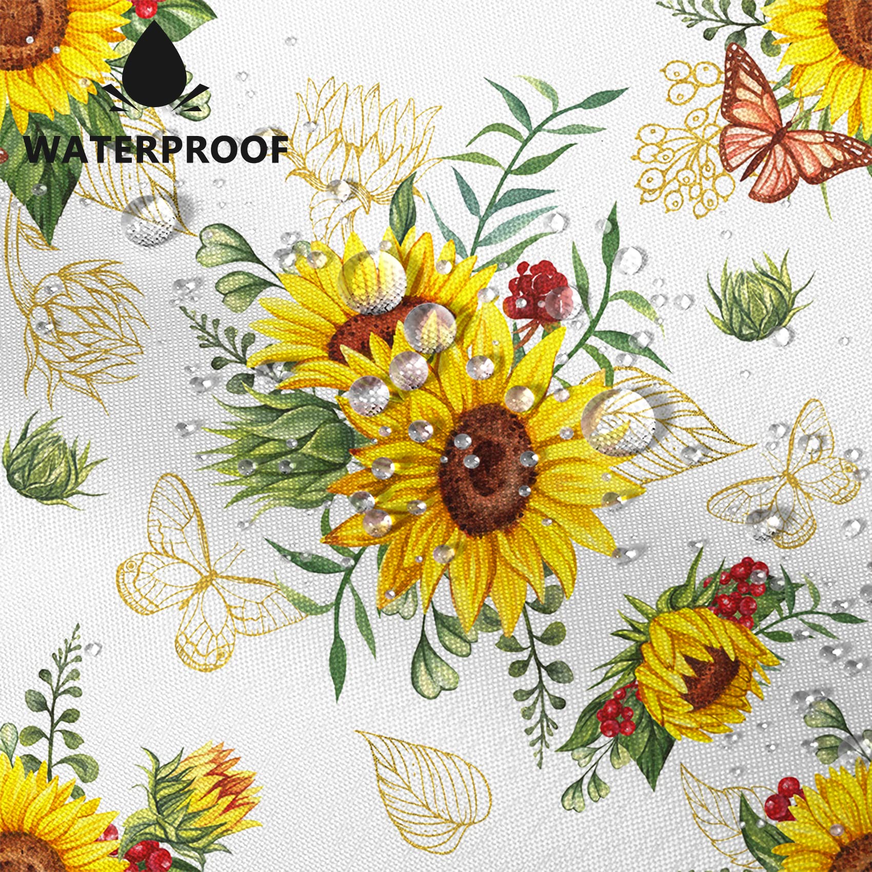 Awert Vibrant Sunflower Shower Curtain For Bathroom,Waterproof Fabric Plants Shower Curtain With Hooks 72X84 Inch