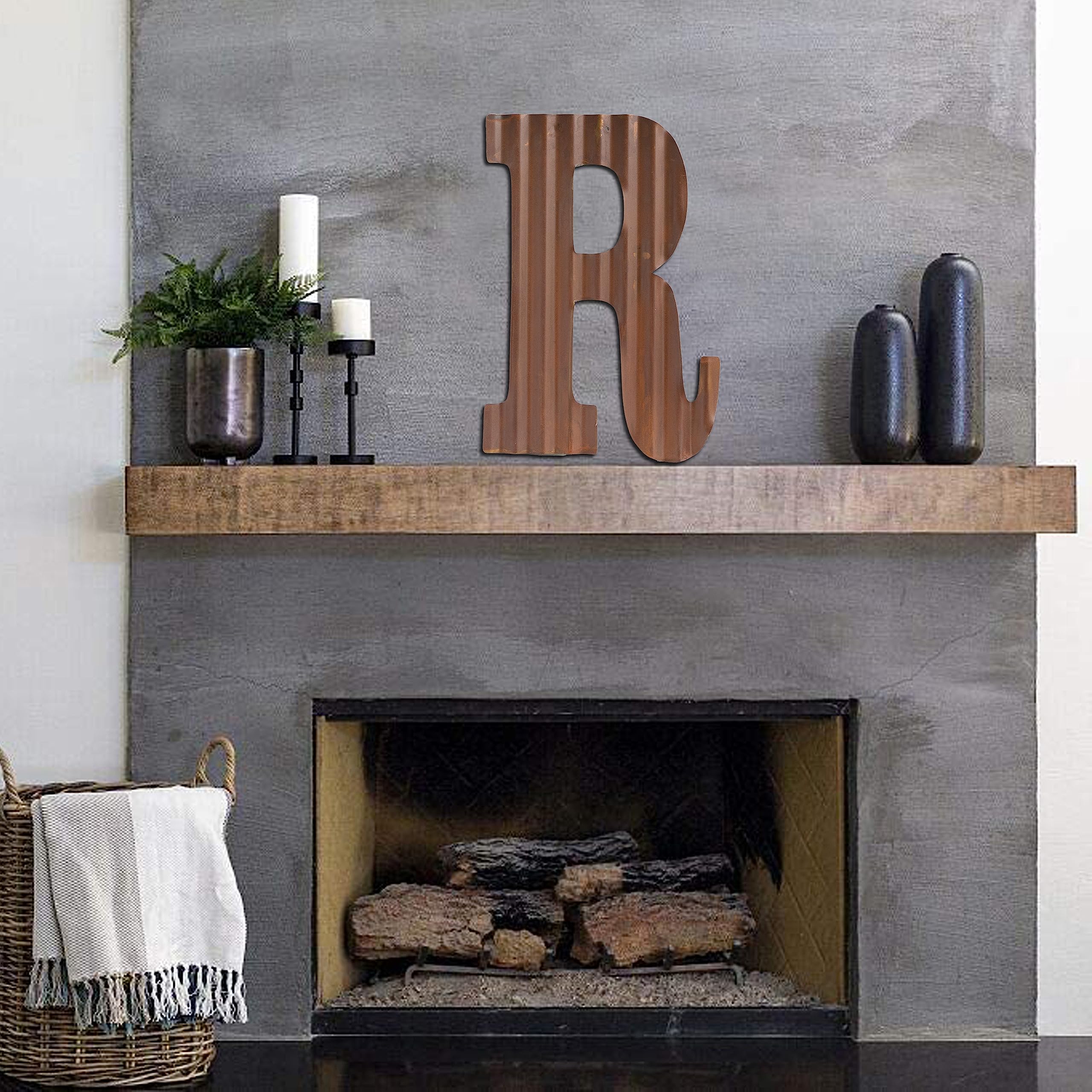 COLLECTIVE HOME - 12 Metal Letters for Wall Decor, Corrugated Rusty Letters, Rustic Hanging Wall Decor, Monogram Hanging Farmhou