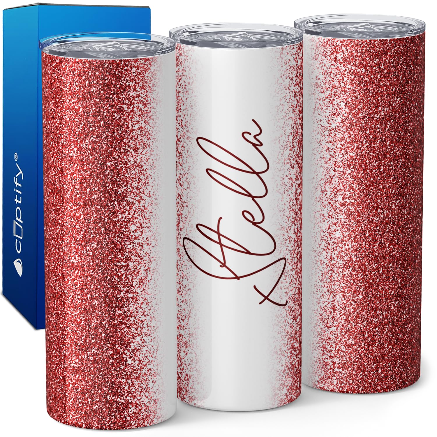 Personalized Tumblers With Straw And Lid Laser Engraved Name On Maroon Glitter 20 Oz Stainless Steel Skinny Custom Cups For Wome