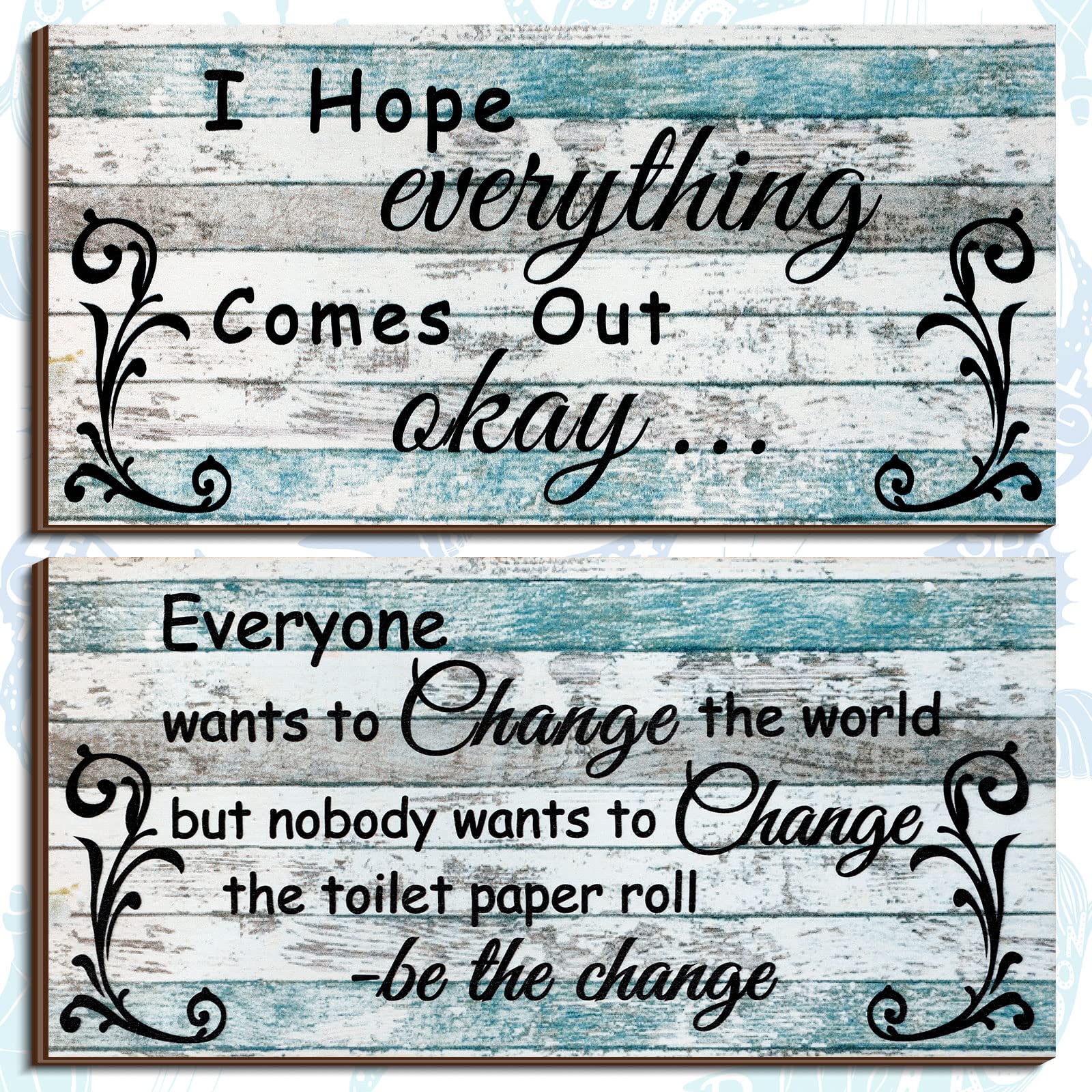 Jetec 2 Pieces Funny Bathroom Decors Bathroom Rules Sign Plaque Wooden Funny Bathroom Decor Sign Guest Hanging Wall Art Decorati