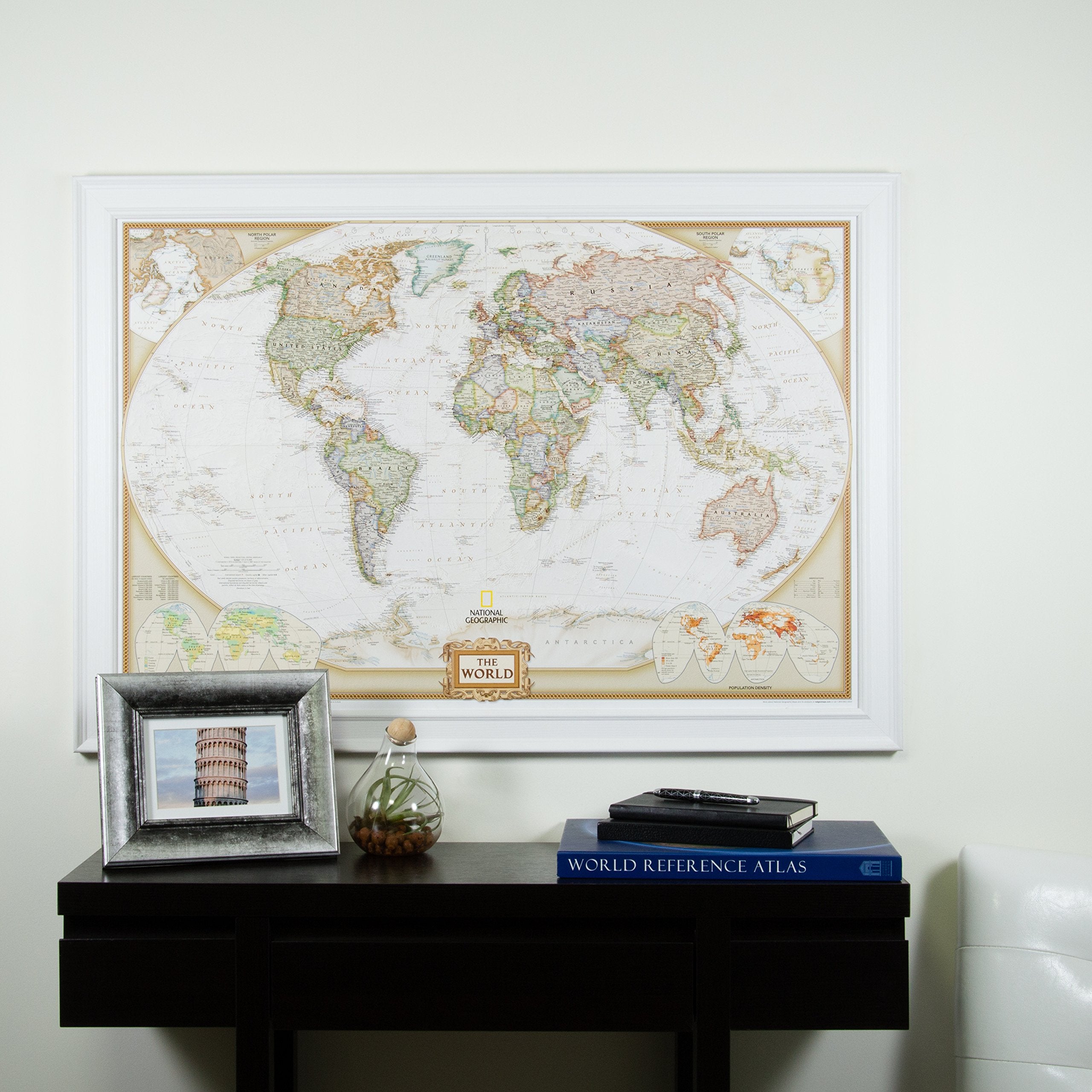 Craig Frames Wayfarer Push Pin Travel Map, 24x36 Inch, Textured White Frame, Model 6372436MAP01B, Paper Material