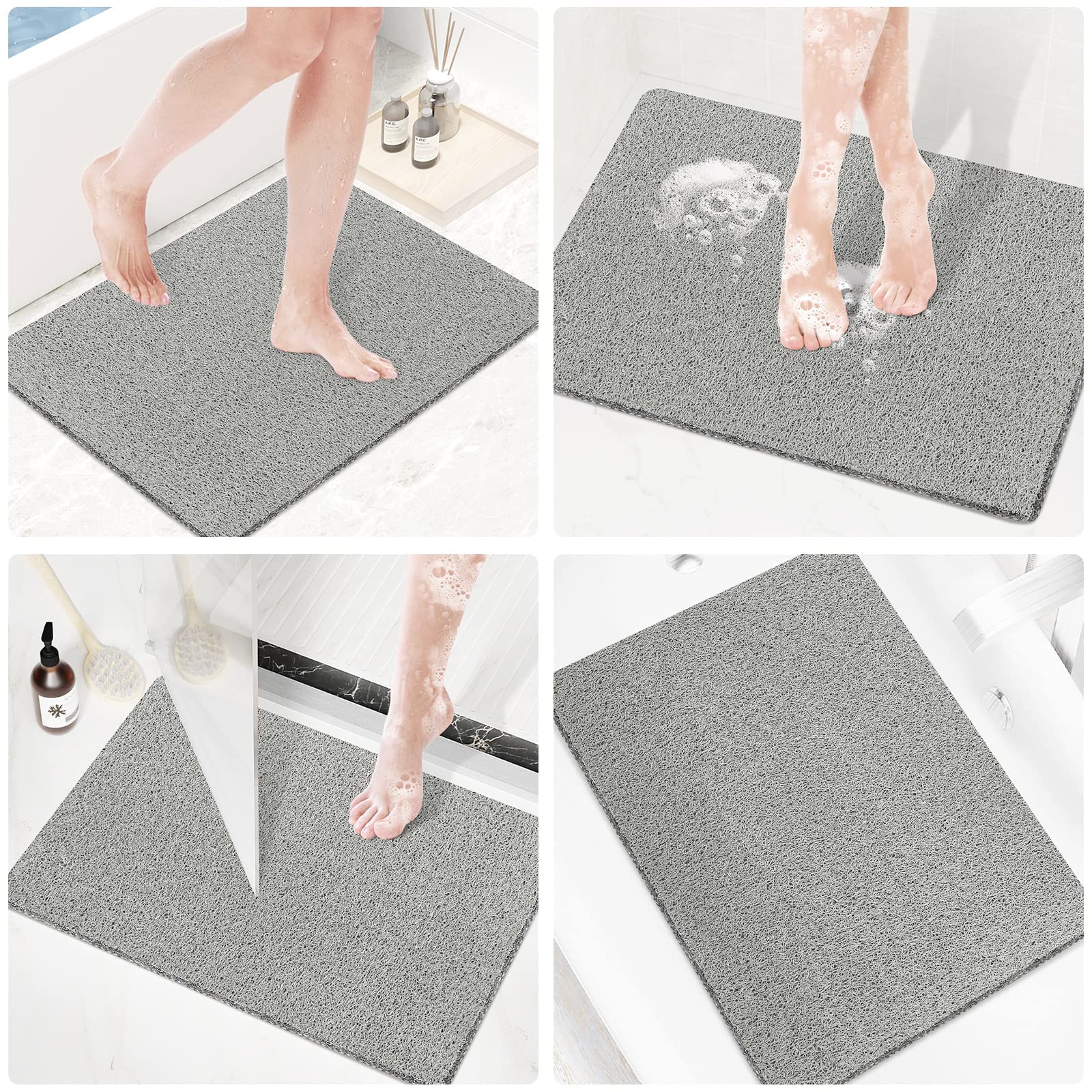 Pvc Loofah (Phthalate Free) Shower/Bathtub Mat Non-Slip, 24X16 Inch, Soft Tub Mat With Drain, For Tub And Bathroom,Quick Drying,
