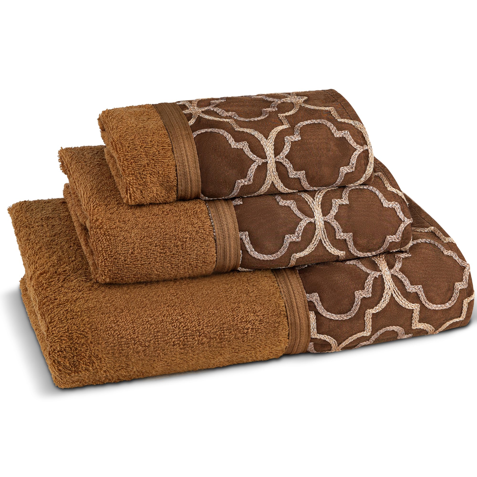 Zahari Home Spindle Modern Bathroom Towel Set 3 Piece Towel Bath Towel, Hand Towel And Wash Towel Classic Luxury Contemporary De