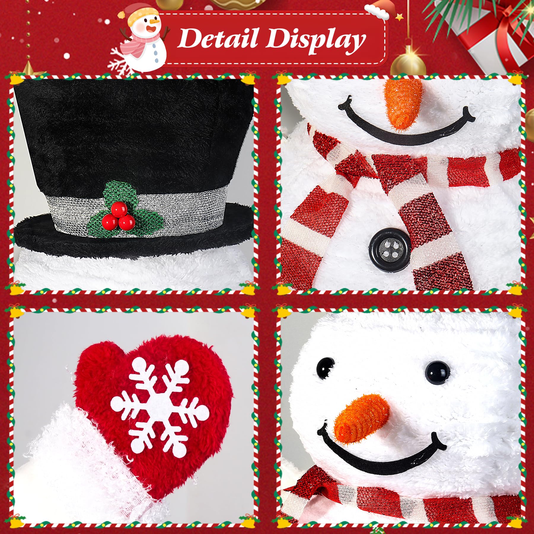 Hogrance 30.32 Inch Lighted Snowman Decorations, Battery Operated Christmas Lights for Porch Patio Yard, Waterproof Collapsible