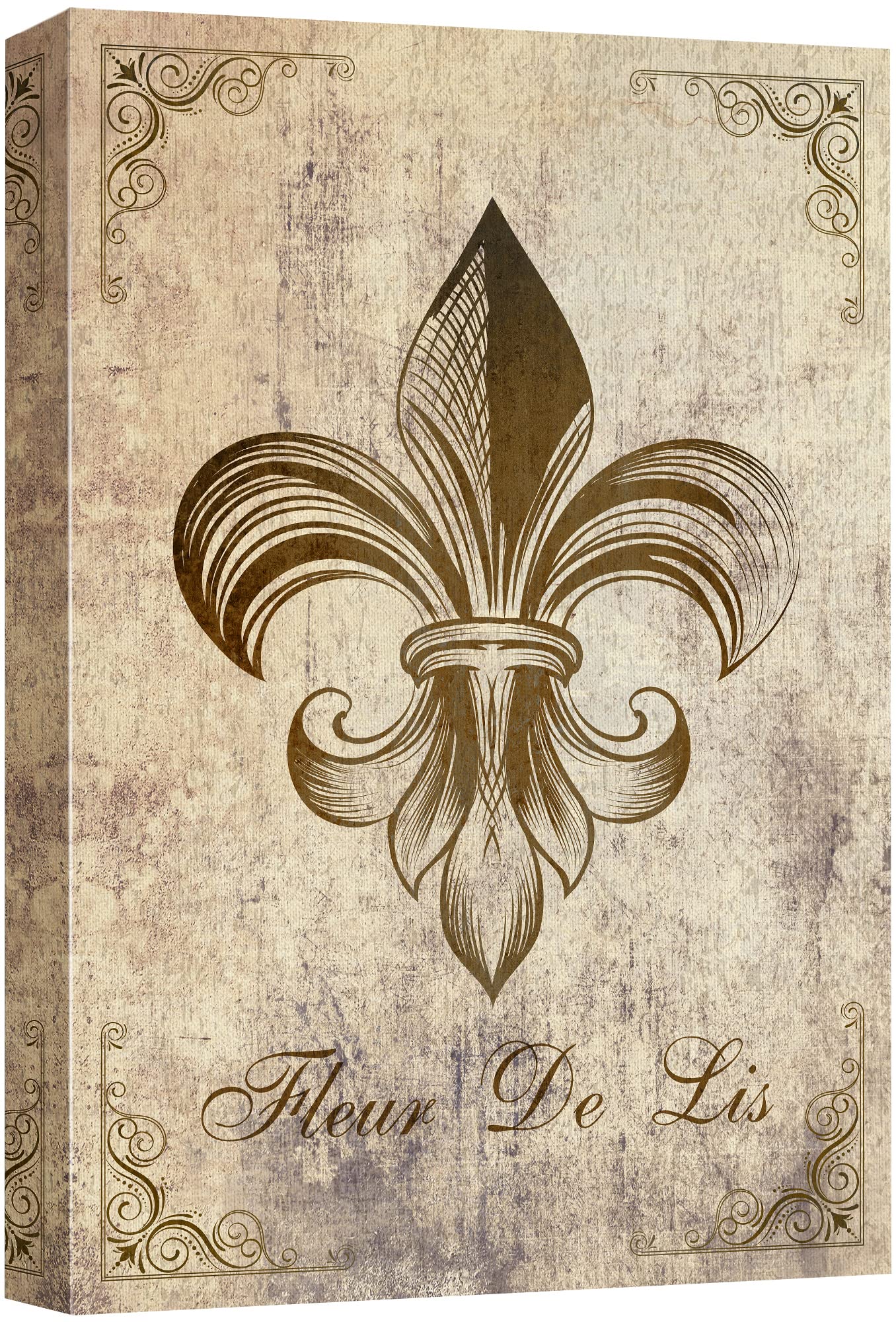 Wall26 - Canvas Wall Art - Fleur De Lis Flower On Vintage Abstract Background - Gallery Wrap Modern Home Art | Ready To Hang - 1