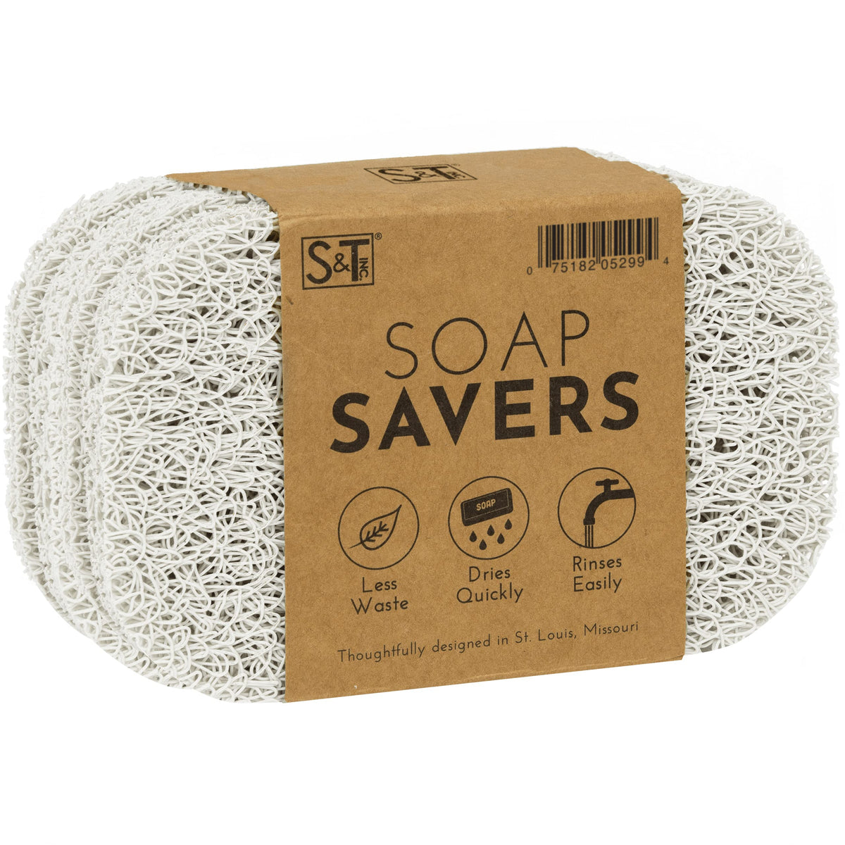 S&T Inc. Soap Holder For Kitchen And Bathroom Soap Dish, Soap Saver For Hand Soap And Bar Soap, 6 Pack, 2.9 Inches By 4.4 Inches