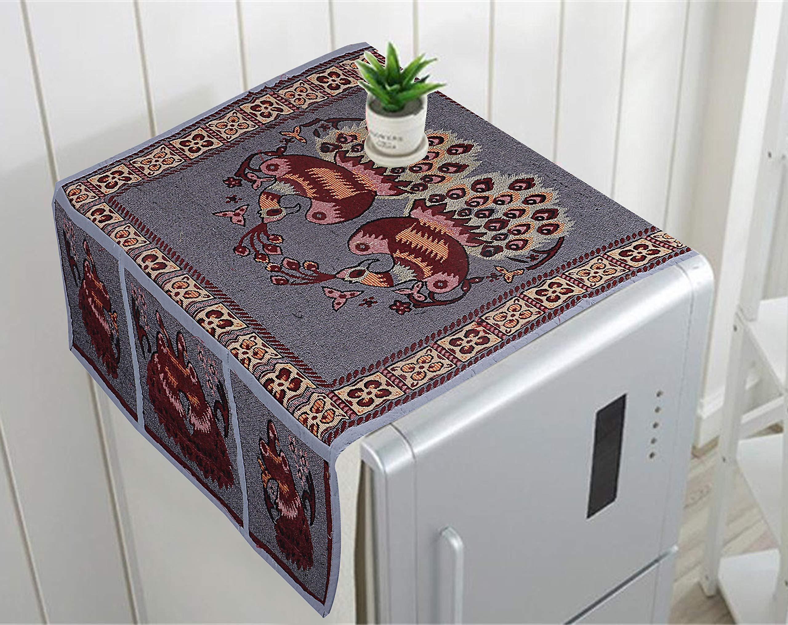 Kuber Industries Cotton Fridge Top Cover (Grey) -Ctktc08579