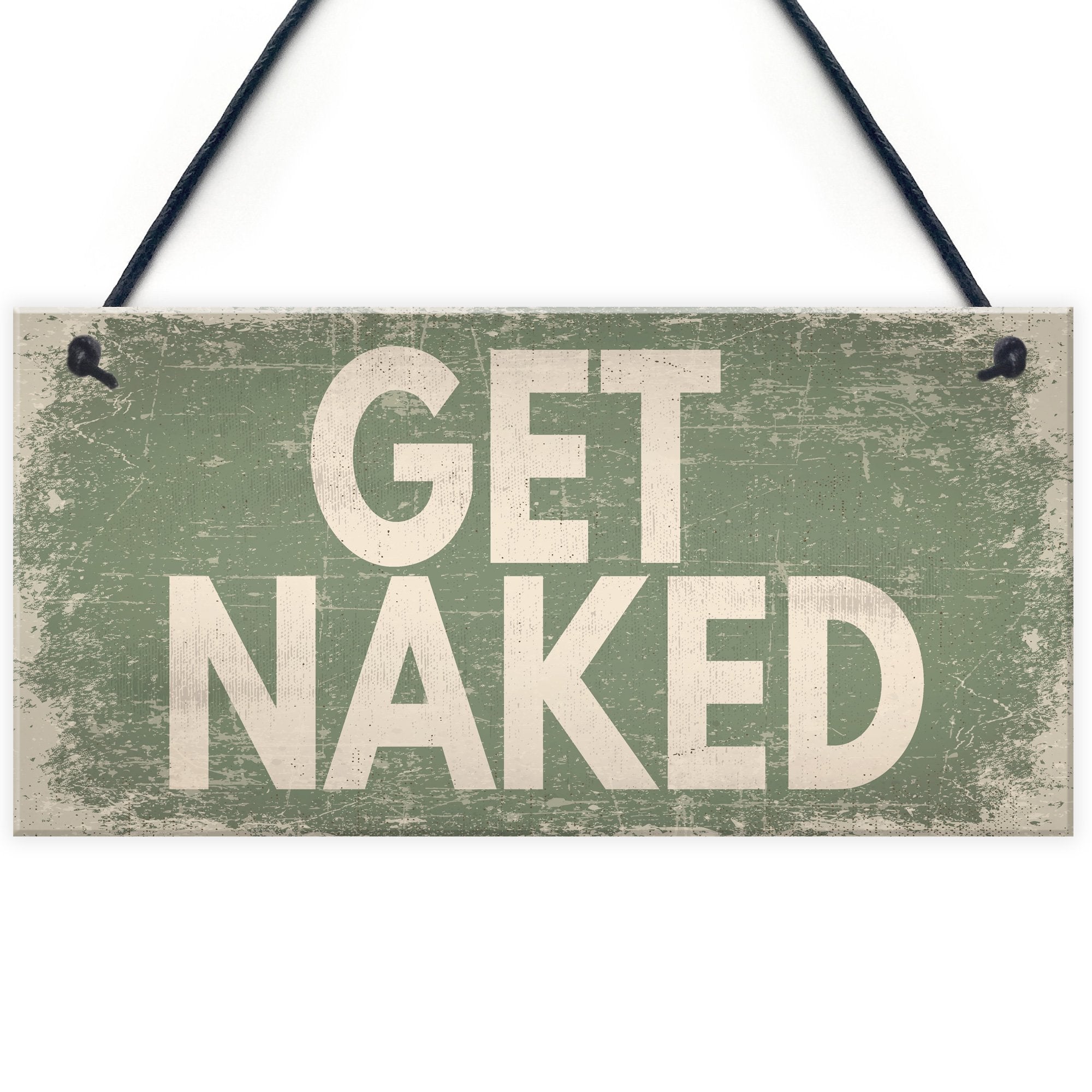 RED OCEAN GET NAKED Shabby Chic Hanging Plaque Garden Shed Hot Tub Sign Birthday Gifts For Her