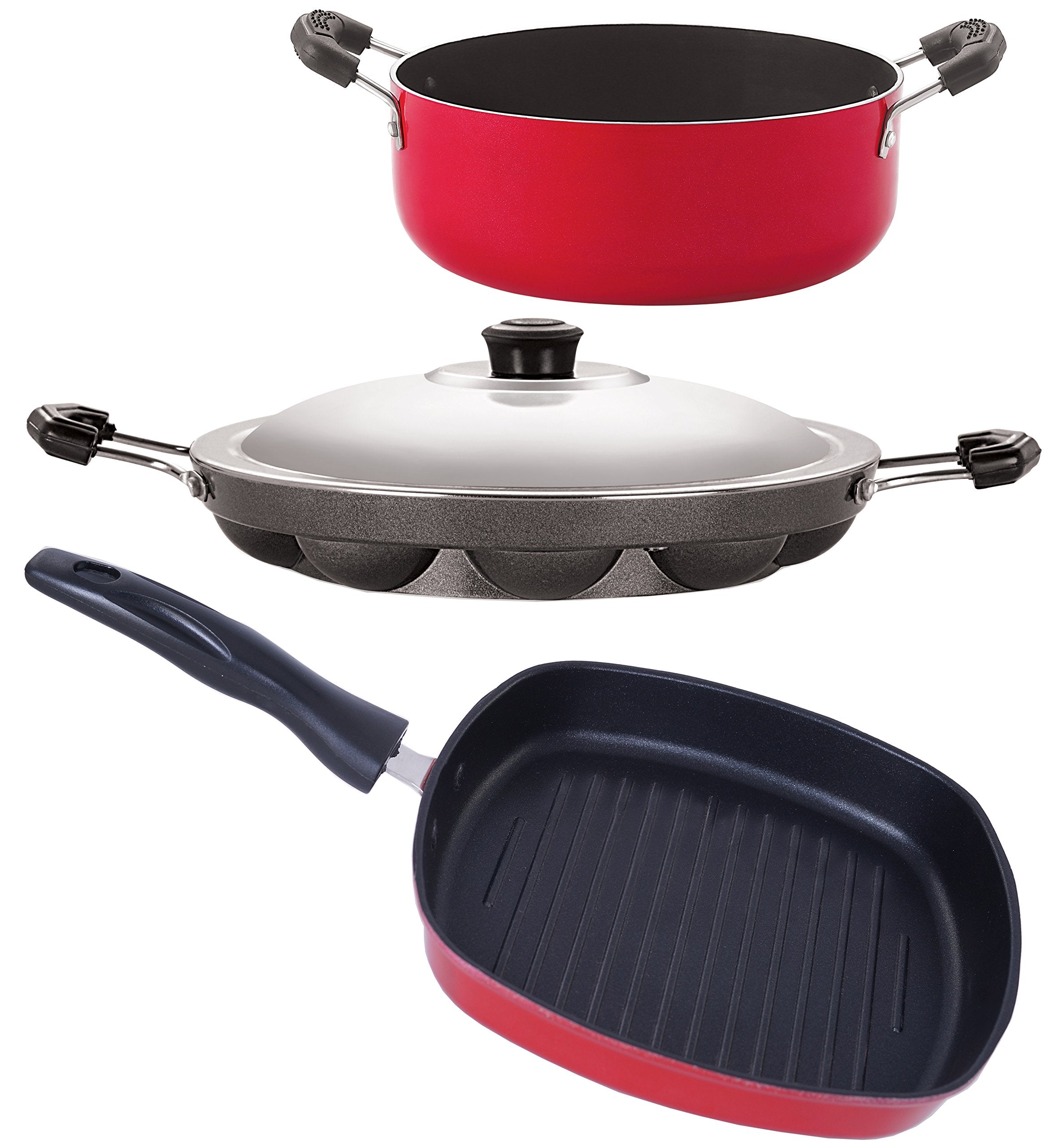 Nirlon NonStick Pfoa Free Healthy Kitchen Cooking Essential Gift Item Set With Bakelite Handle