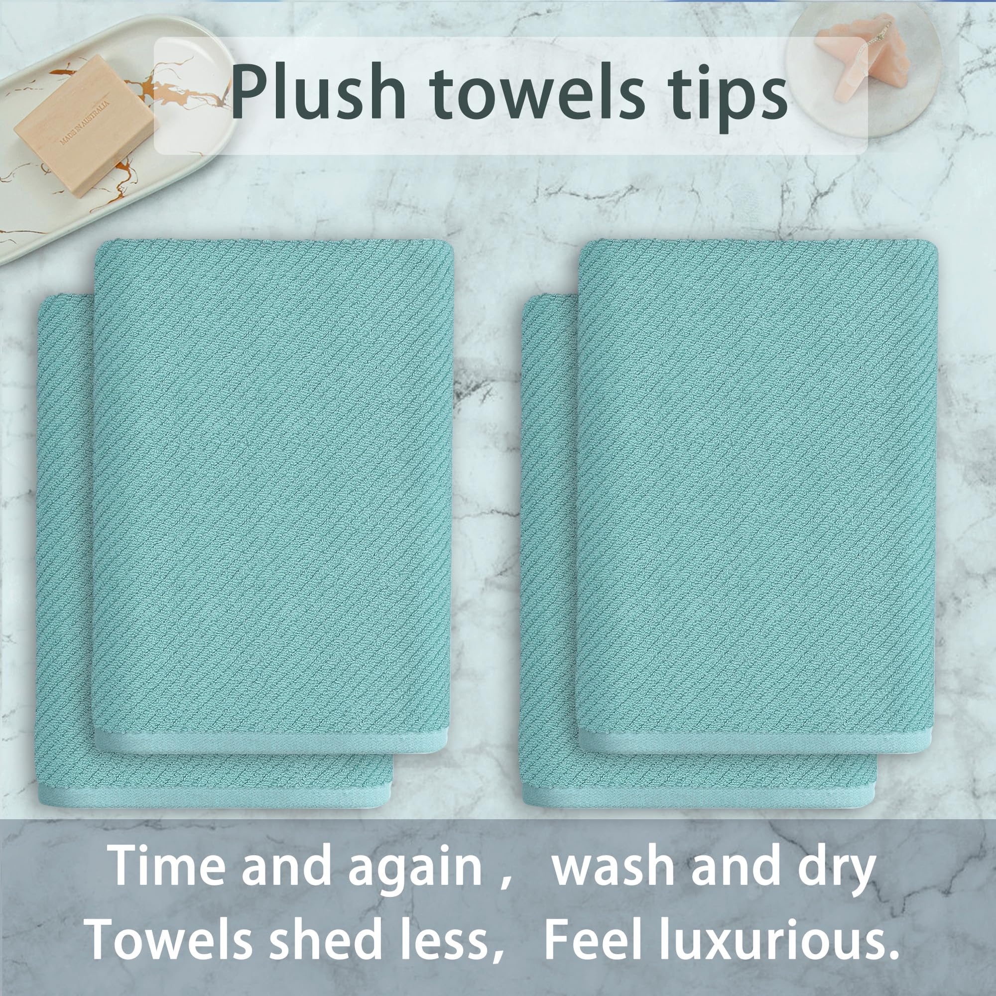 Luxury Bath Towels, 4Pc Large 30'' X 56'' - 100% Cotton | Quick Dry | Hotel Quality | Thick | Soft | Absorbent, Lightweight Bath