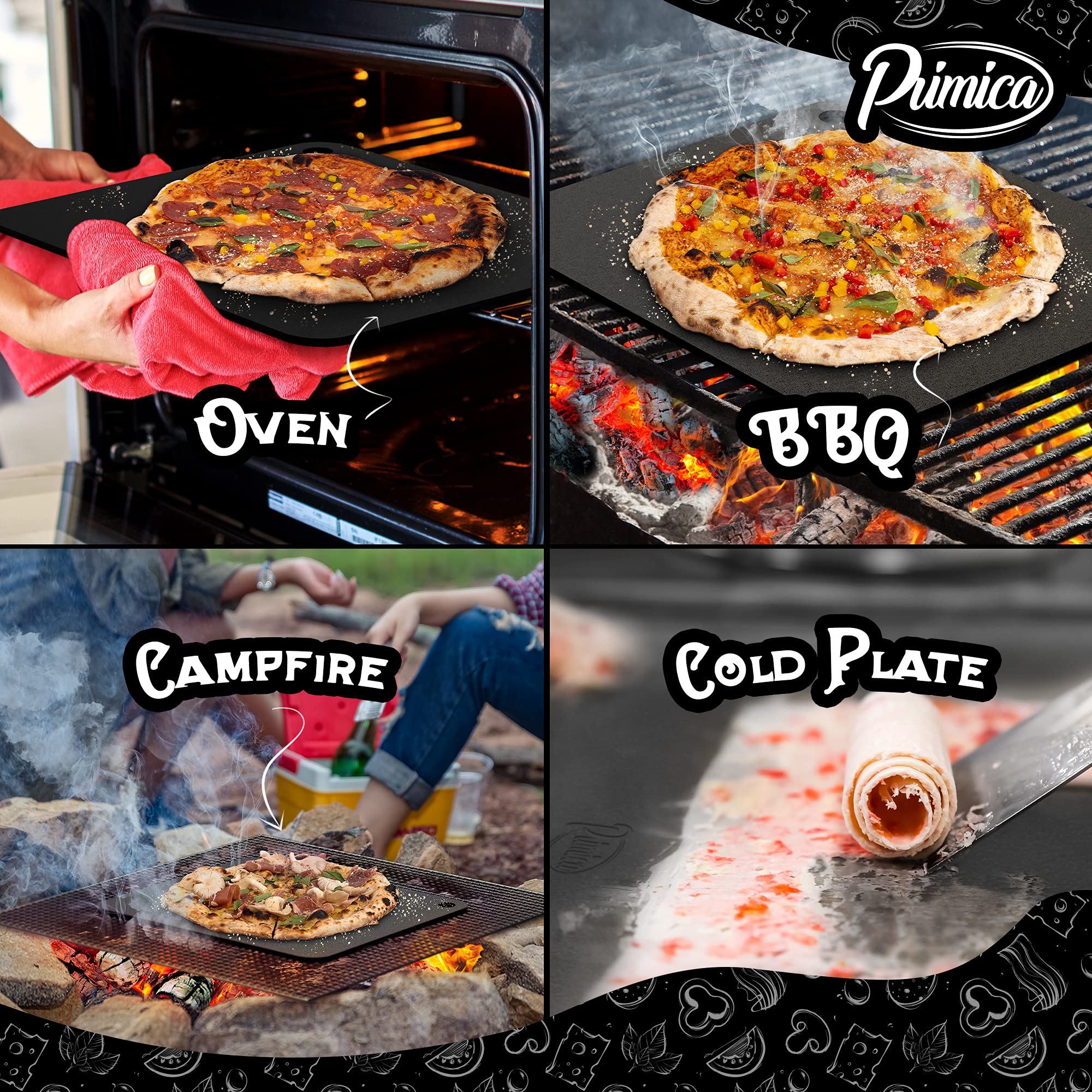 Primica Pizza Steel For Oven - Durable Steel As Alternative To Pizza Stone - High Quality Steel For Bbq Grill And Bakings (16''