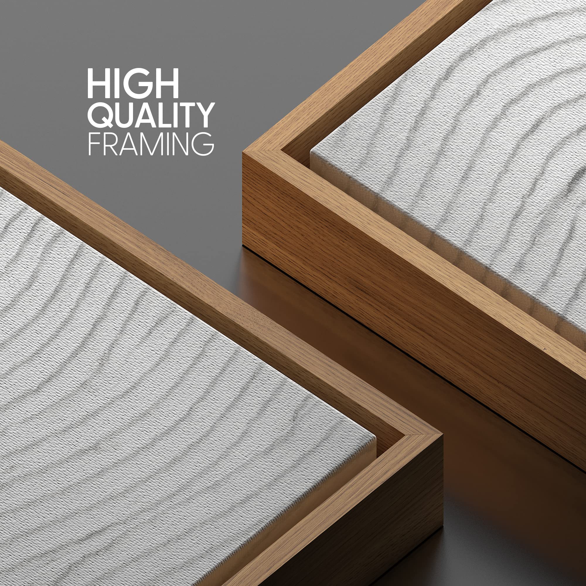 Signwin Framed Canvas Print Wall Art Grunge White Gray Minimal Wave Collage Abstract Shapes Digital Art Modern Art Decorative El