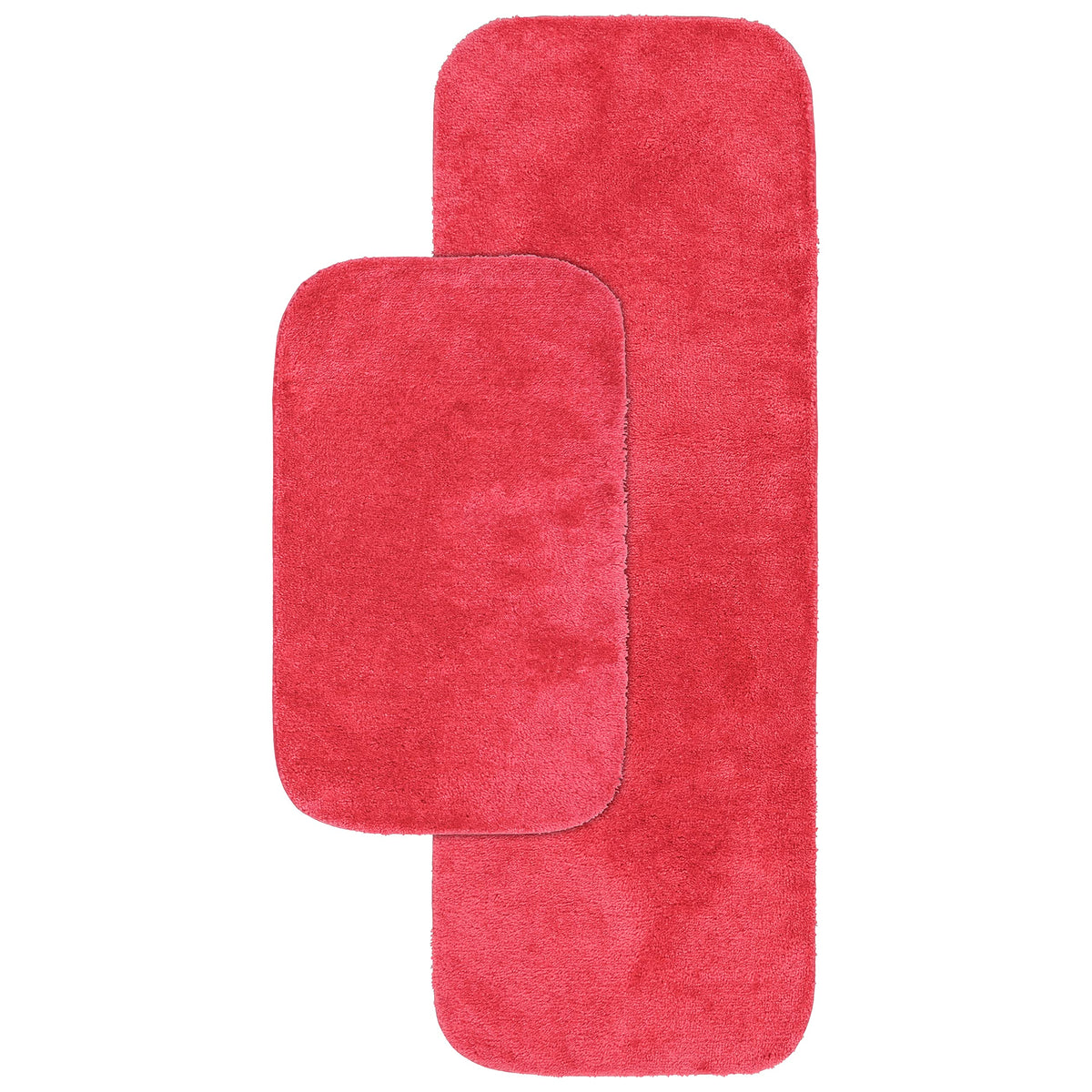 Garland Rug Traditional Nylon Washable Pink Hibiscus 2 Bath Rugs (21 X 34, 22 X 60) - Soft, Absorbent, And Stylish For Y