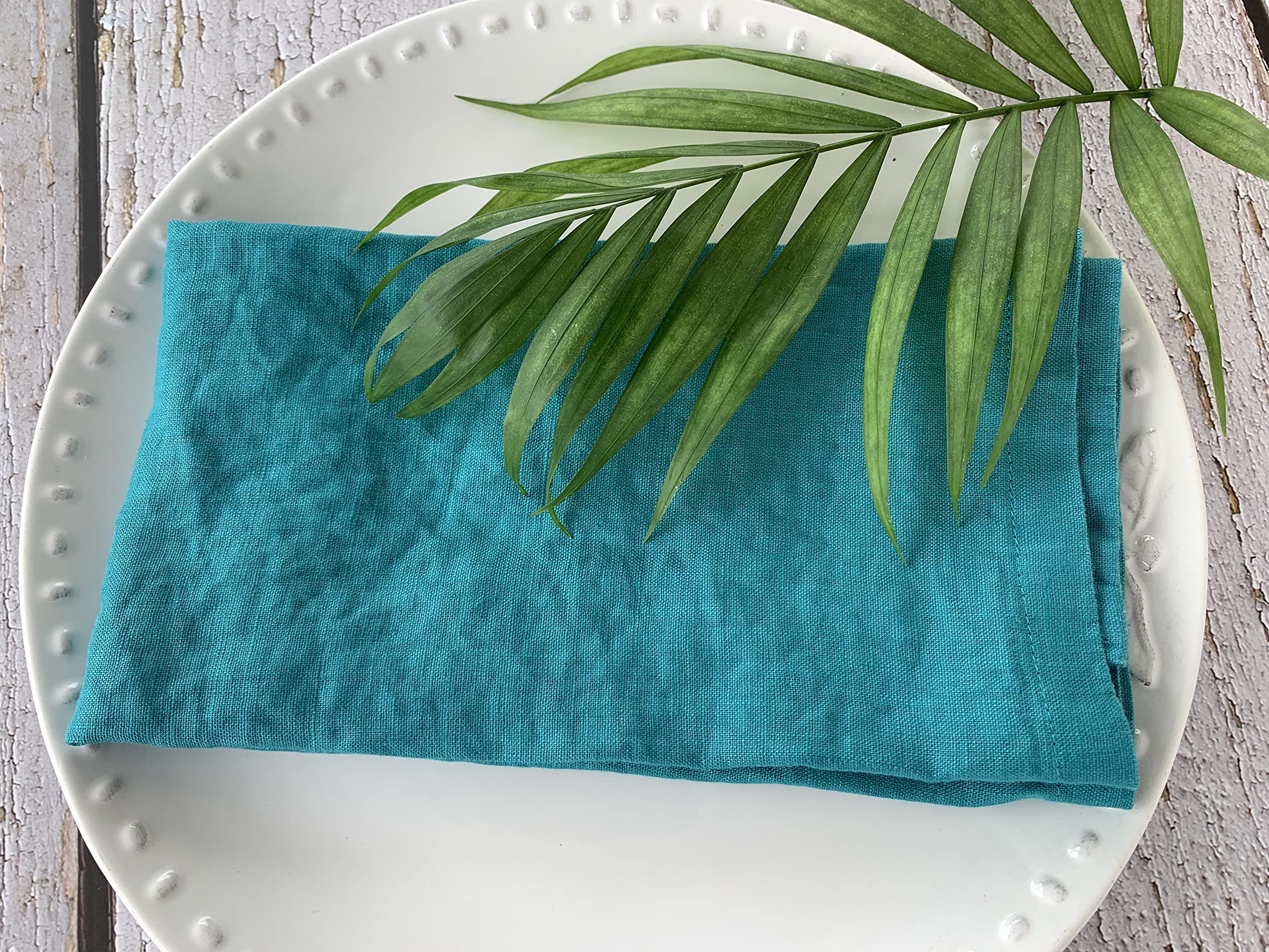 Linen Napkins -100% French Flax - Stonewashed Pure Linen Cloth Napkins - Size 18 Inch X 18 Inch - Set Of 4, Tropics (Tropical Te