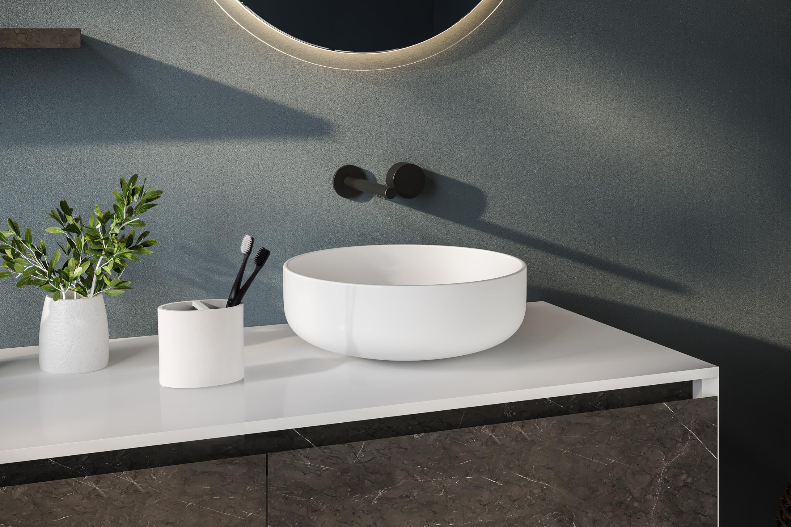 Essentra Home Matte White Toothbrush Holder For Home Bathroom - Multifunctional Electric Toothbrush, Toothpaste, Razor And Acces