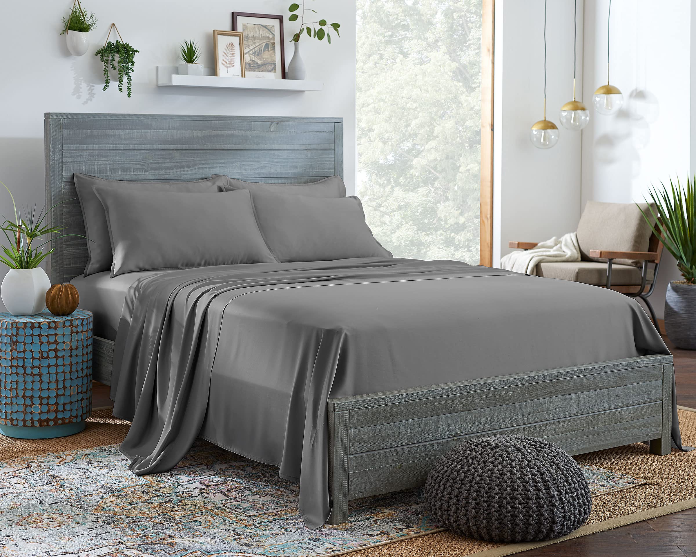 Stylinen Tencel Sheets  King Size Bed Sheets 4Pc Set100% Organic Eucalyptus Lyocell Soft Breathable Fabric Fits Up To 16 Mat