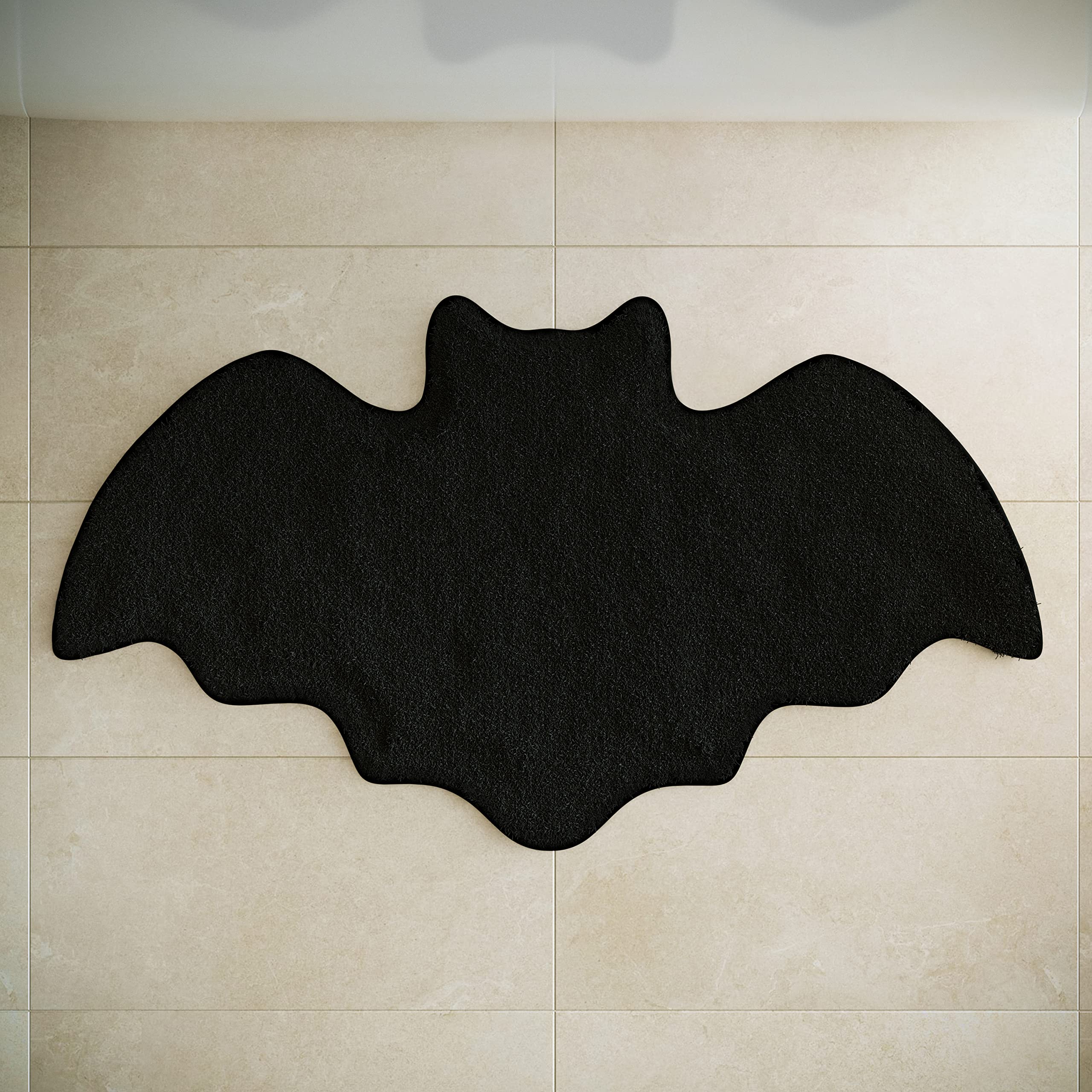 Halloween Bat Bath Mat - Rugs Bat Decor - Bats Bathroom Rug Decoration Black Gothic Gift Goth Gifts Room Decorations Spooky Witc