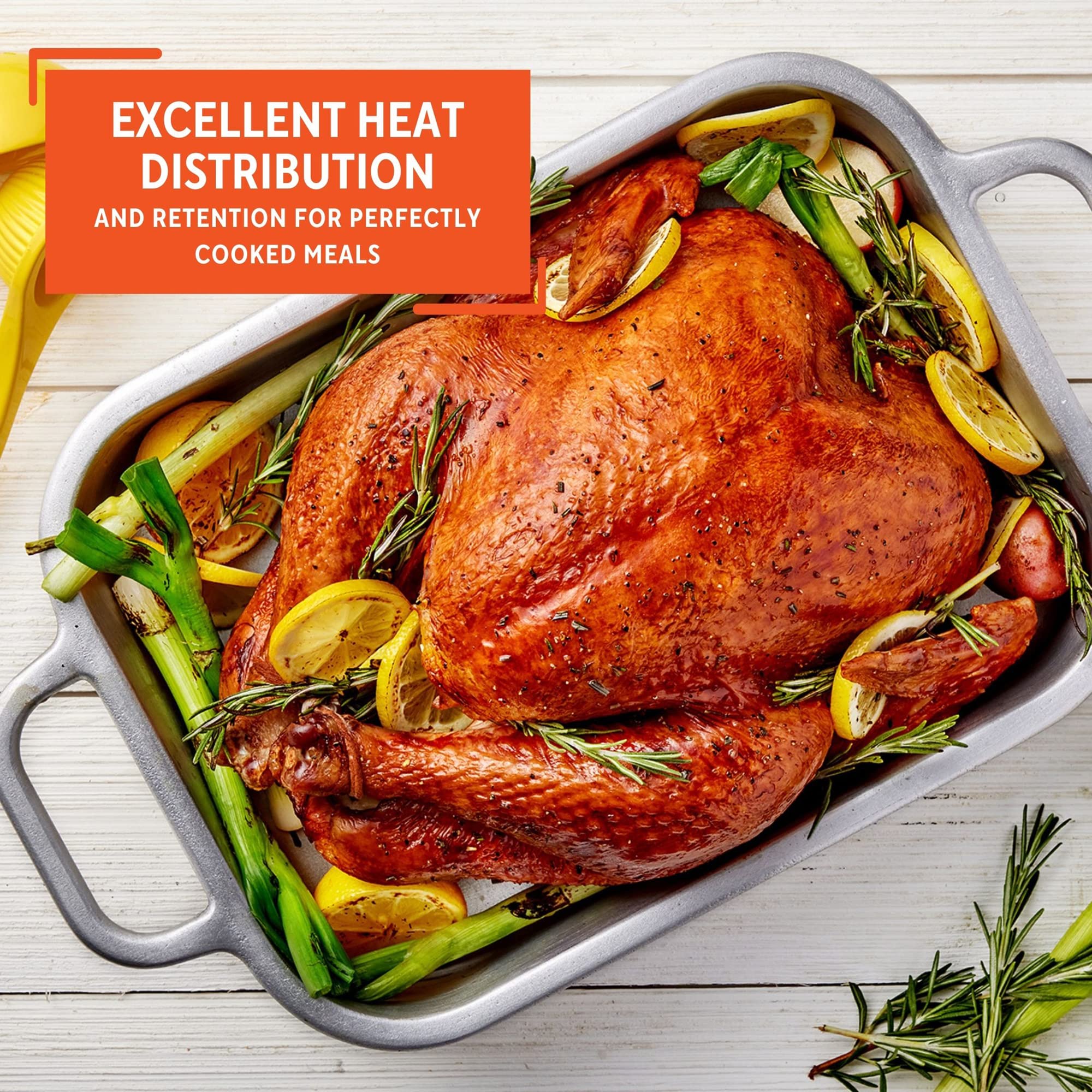 Imusa Heavy Duty Cajun 13.5'' X 10'' Roaster And Baking Pan For Turkey, Vegetables And Desserts