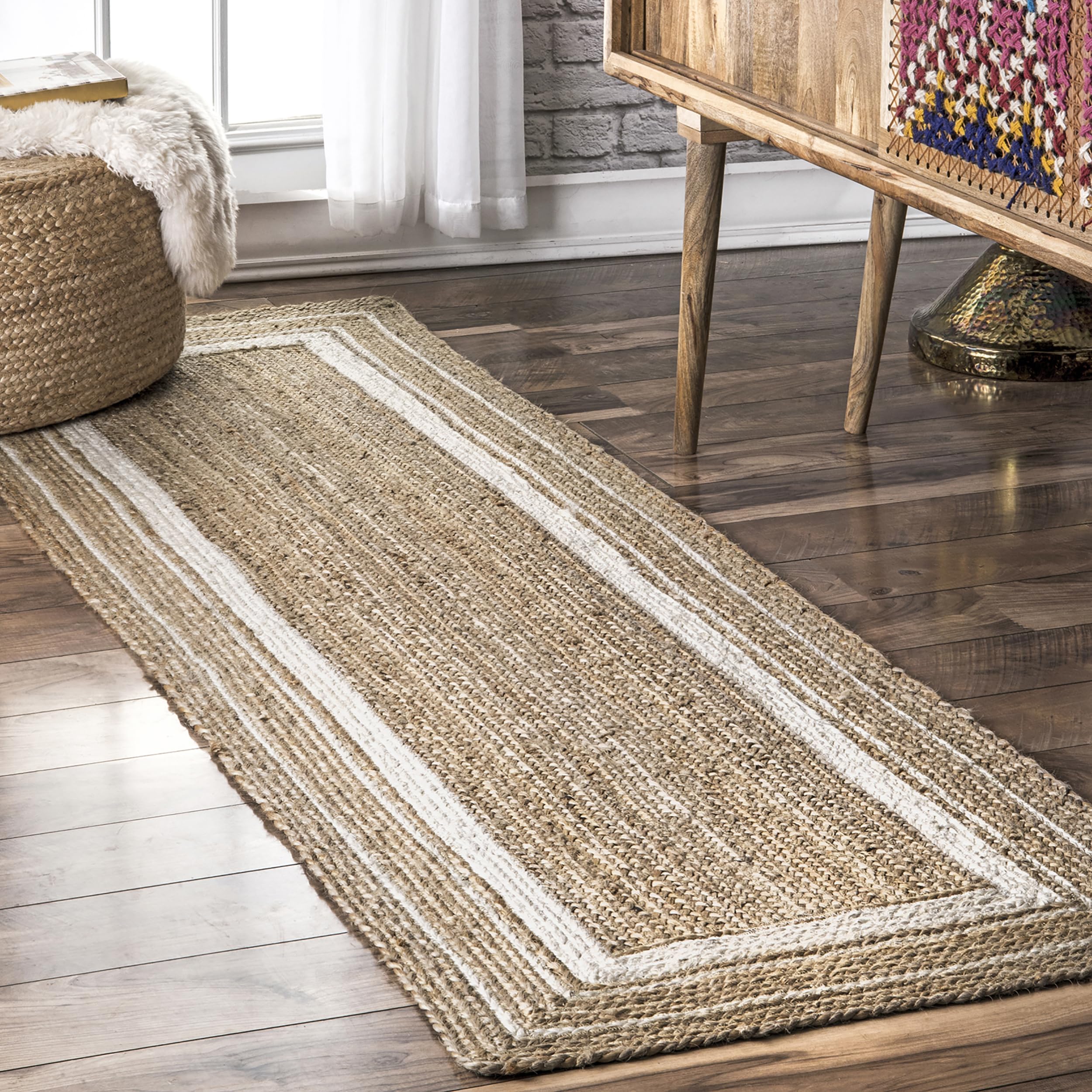 nuLOOM Rikki Coastal Braided Jute Runner Rug, 2 6 x 8, Off-white