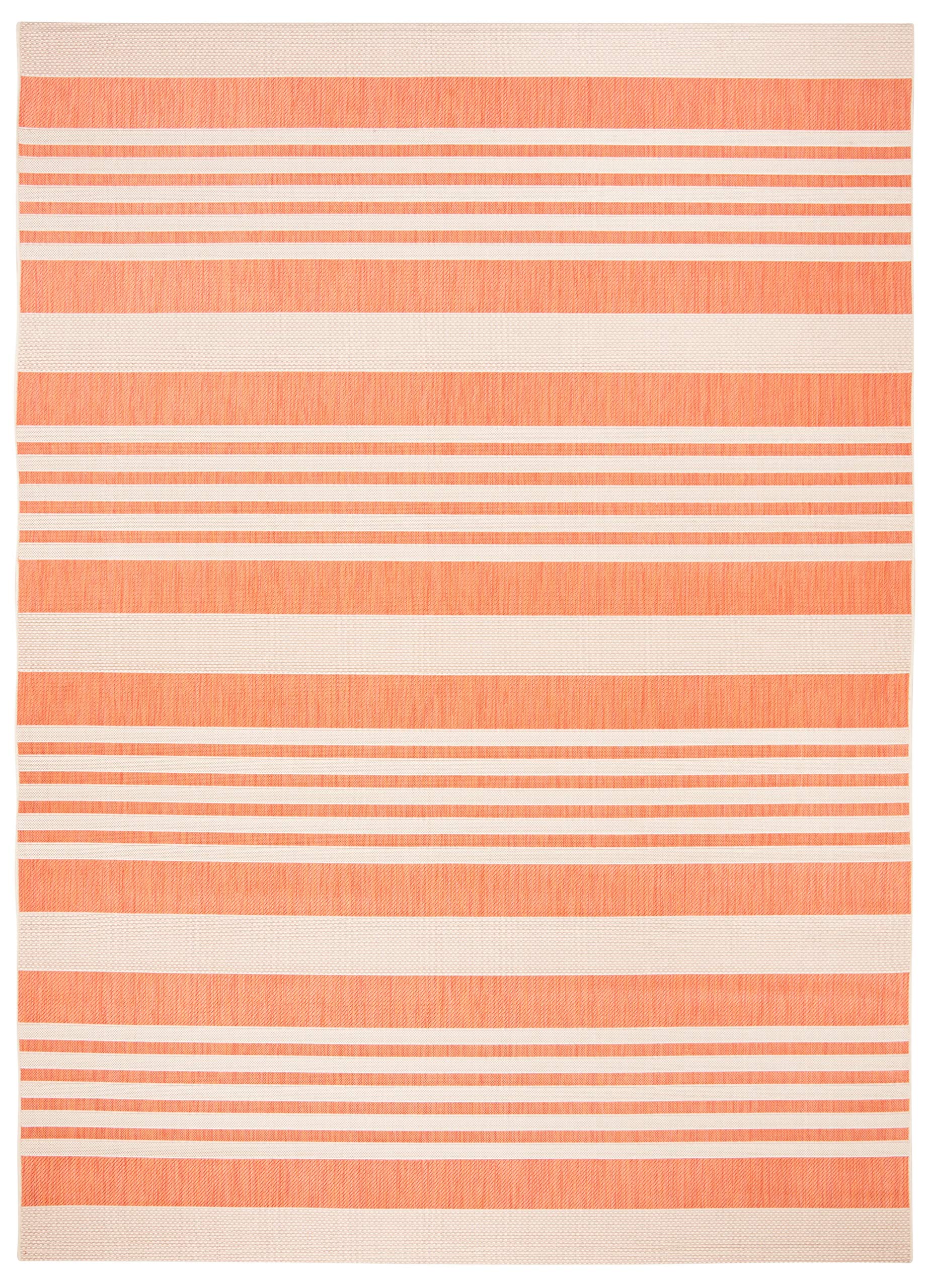 SAFAVIEH Courtyard Collection Area Rug - 9 x 12, Terracotta & Beige, Stripe Design, Non-Shedding & Easy Care, Indoor/Outdoor &