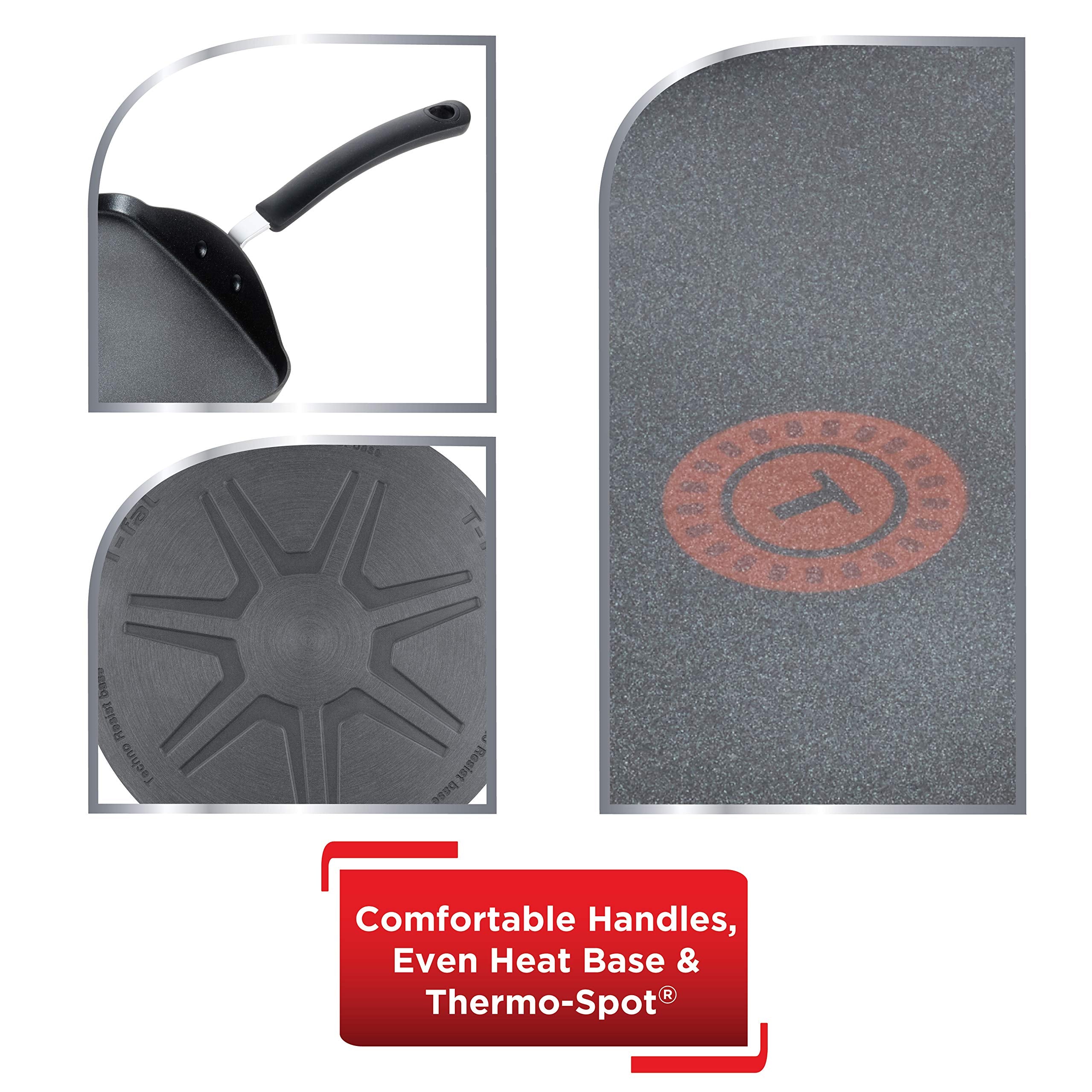 T-Fal Ultimate Hard Anodized Nonstick Griddle 10.25 Inch Oven Broiler Safe 500F Cookware, Pots And Pans, Dishwasher Safe Grey