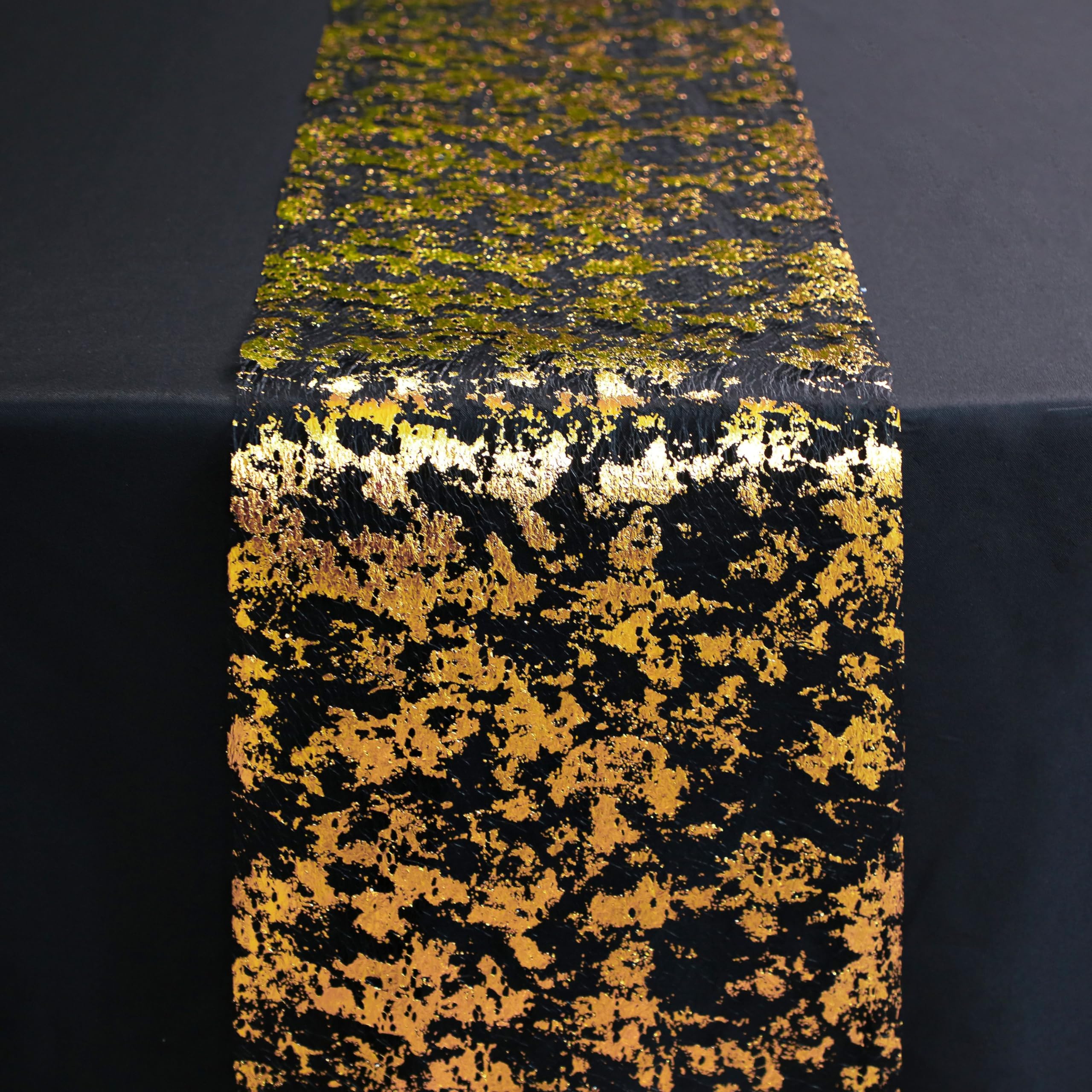 Snowkingdom Black And Gold Table Runner 49 Feet 588 Inches Golden Metallic Table Centerpieces Foil Runners Party Decorations Gli