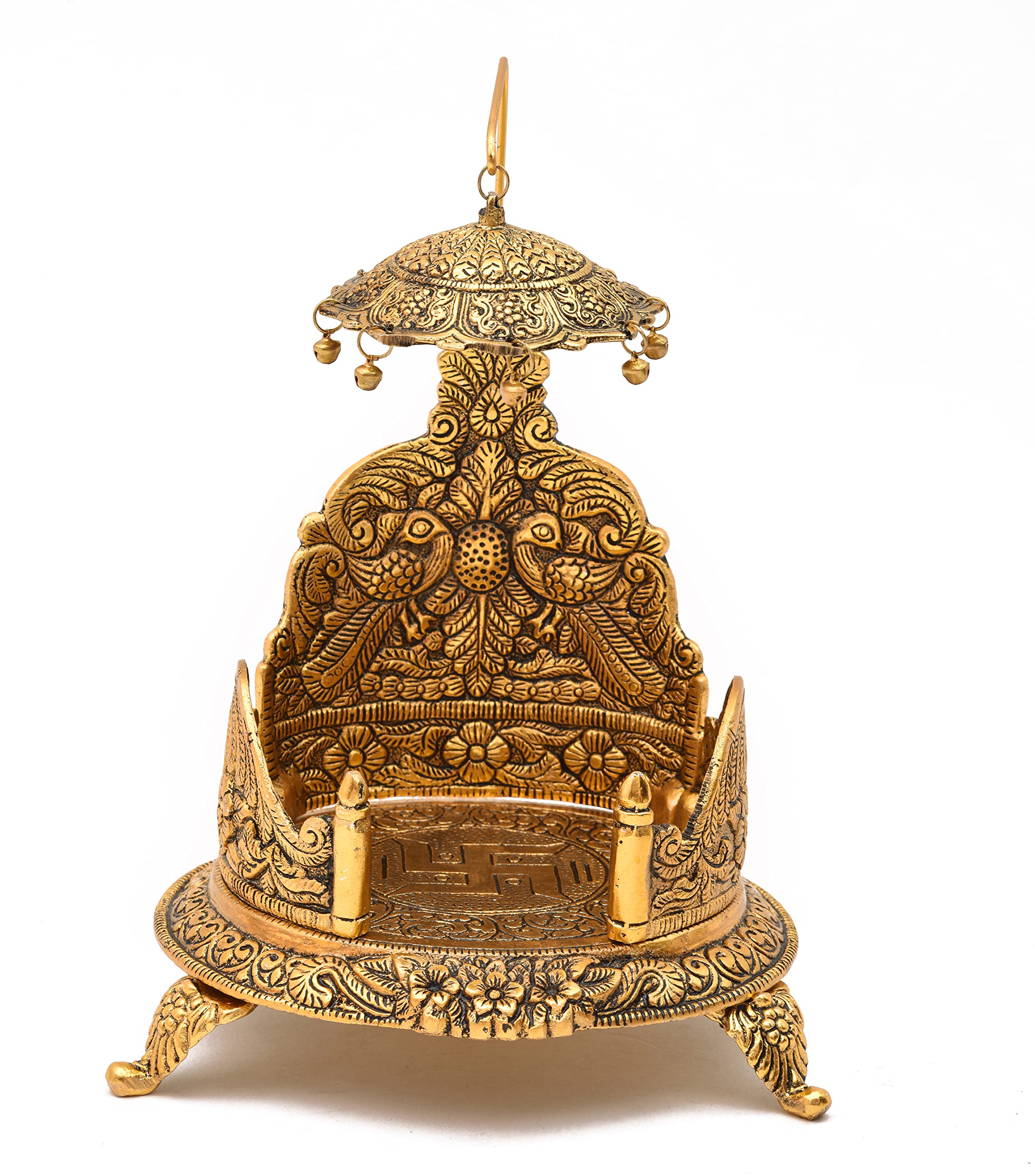 Nirmal Handicraft Gold Metal Handicraft Pooja Jhula | Swing| Palana | Ladoo Gopal Singhasan |Nand Gopal Palana | Hindola For Lad