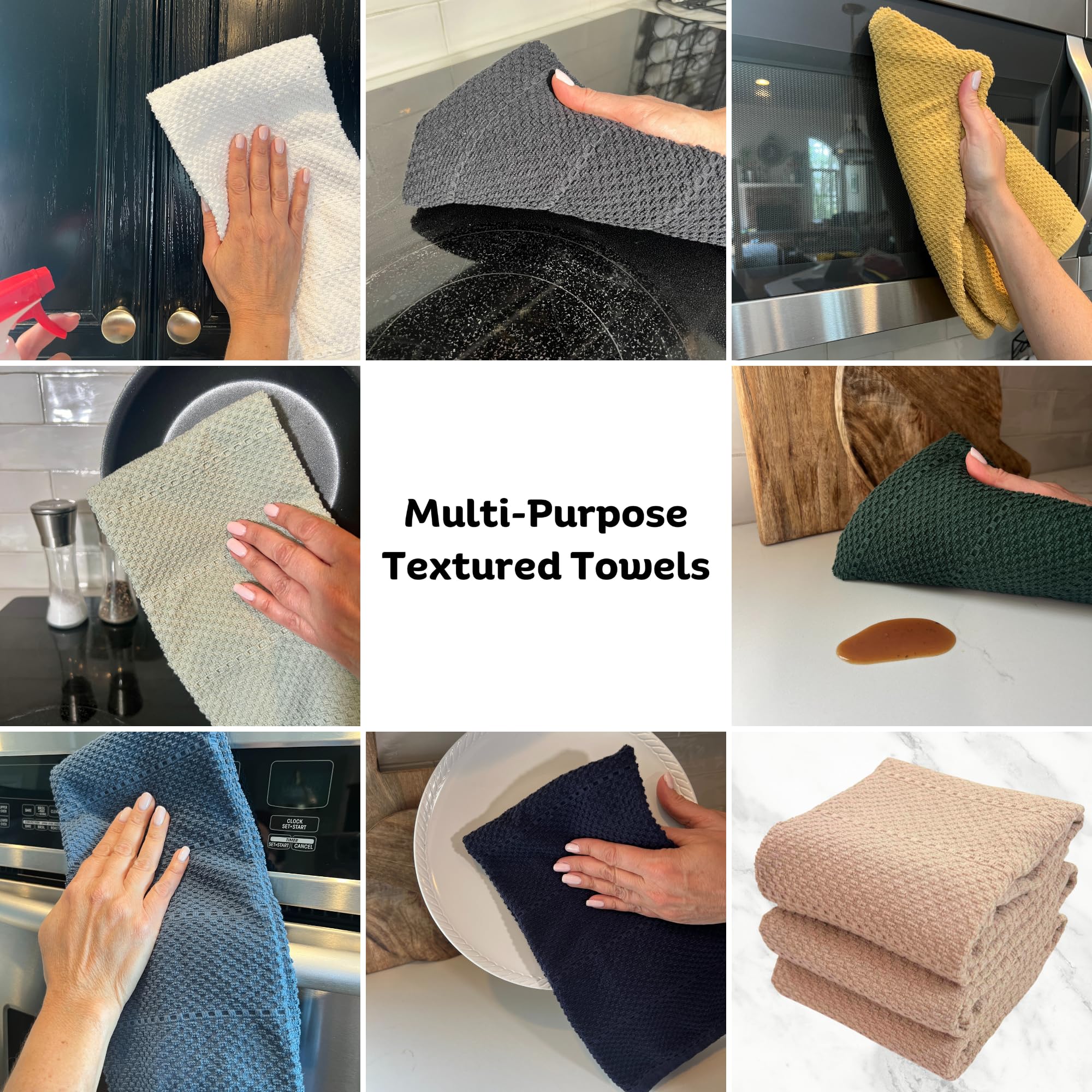 Beige Clay Light Brown Taupe Kitchen Hand Dish Towels: Oversized 28'' X 18'',100% Cotton Cloth Soft Cleaning Drying Absorbent Te