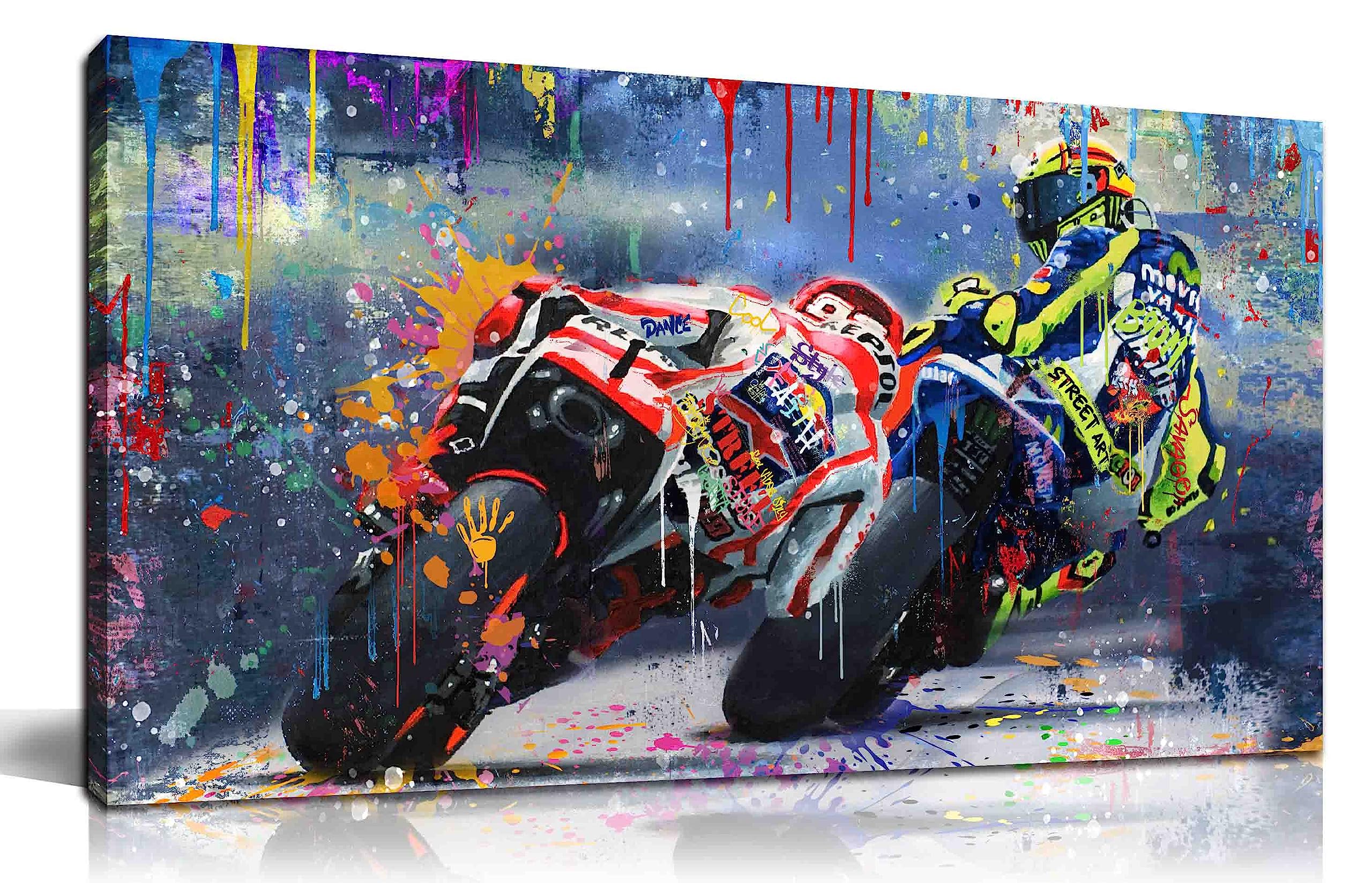 Caneito Graffiti Motorcycle Wall Art For Teen Boys Room, Cool Posters Bedroom Picture Art, Racer Sports Canvas Art Print Paintin