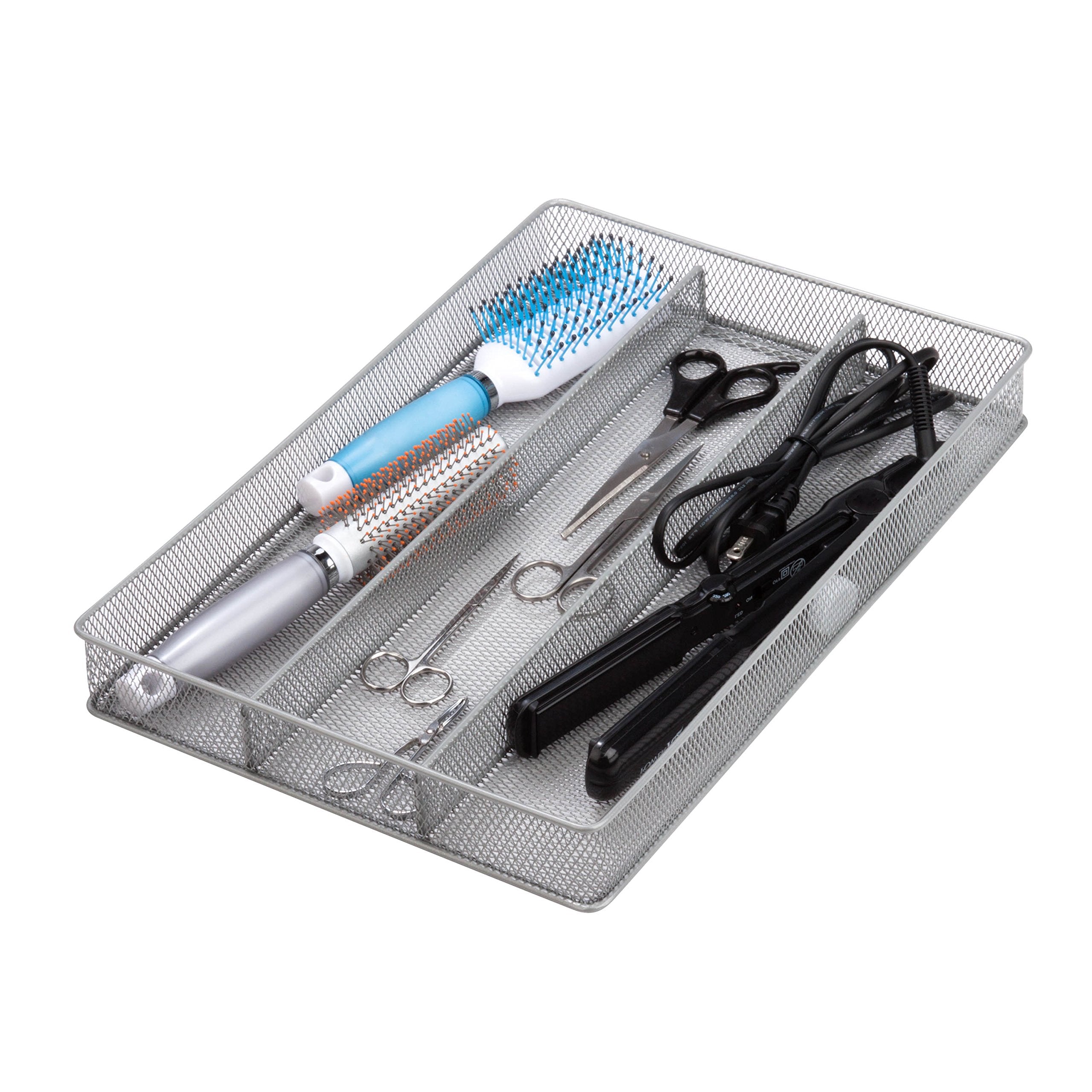 Honey-Can-Do Kch-02157 Steel Mesh 3-Compartment Cutlery Utensil Organizer, Silver