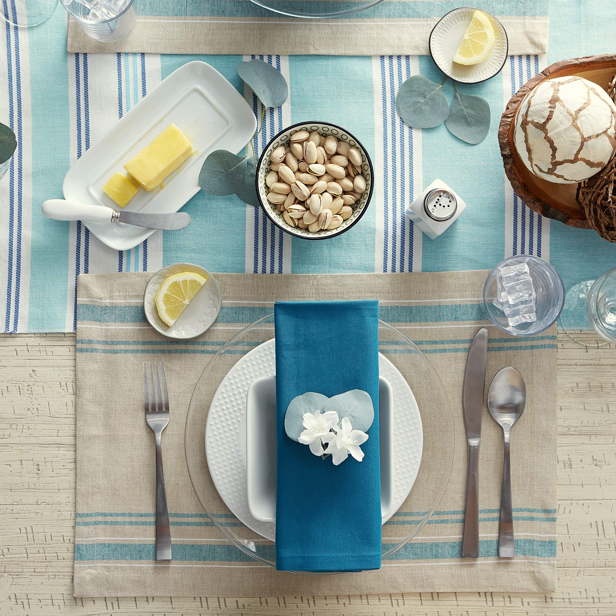 DII Teal French Stripe Placemat (Set of 6)